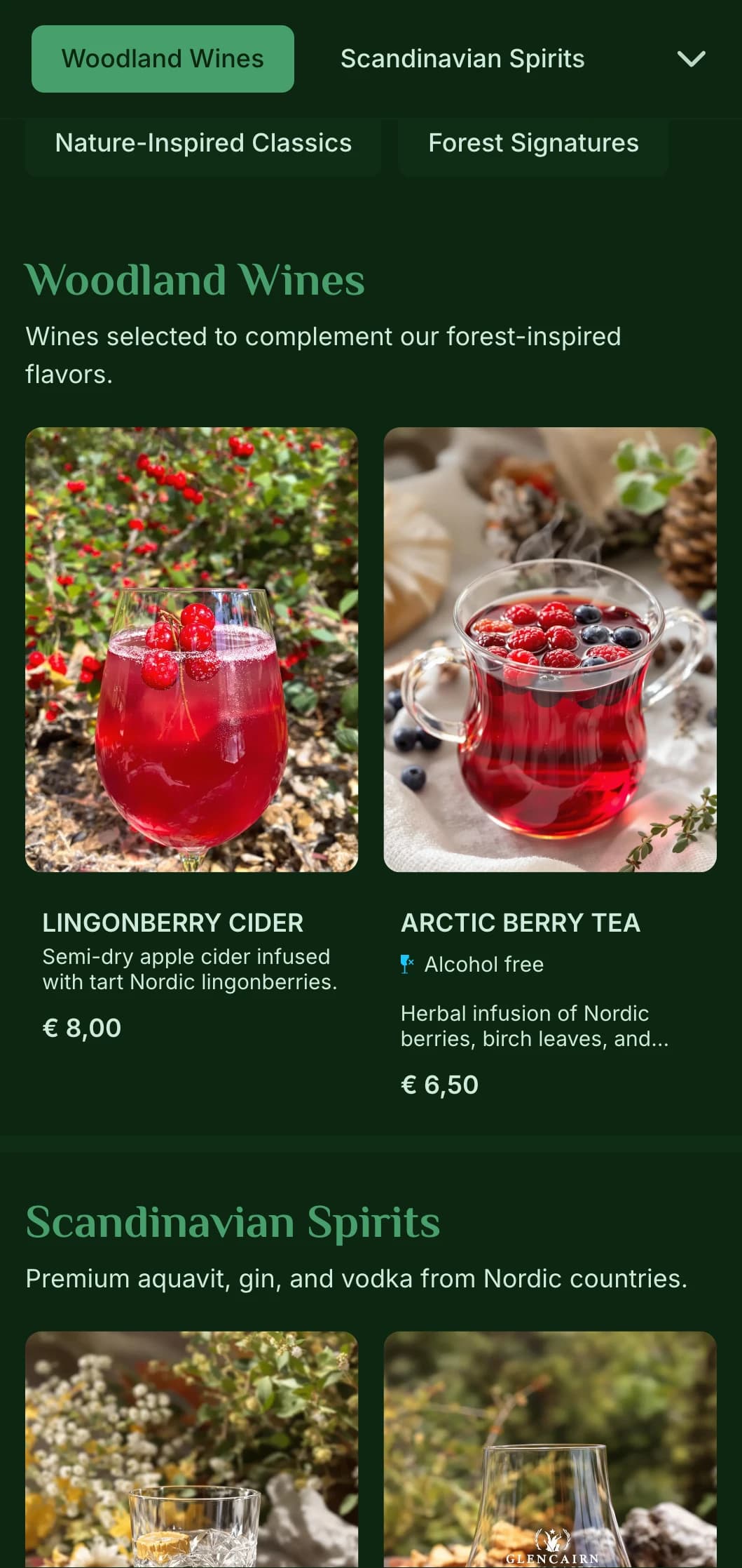 Deep green design inspired by Scandinavian forests for nature-themed bars.