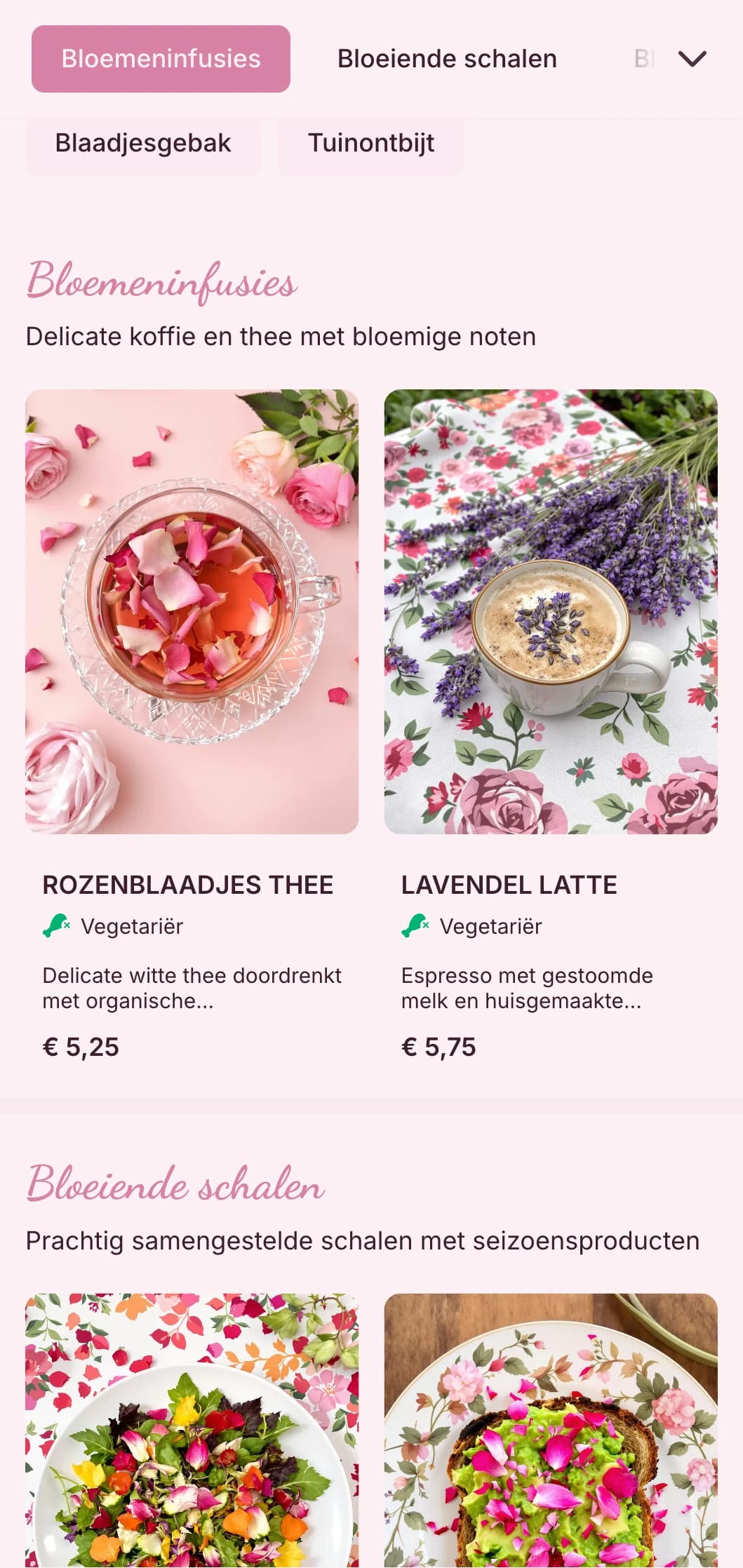 Romantisch roze ontwerp met bloemenelementen voor theesalons in de tuin en vrouwelijke cafés.