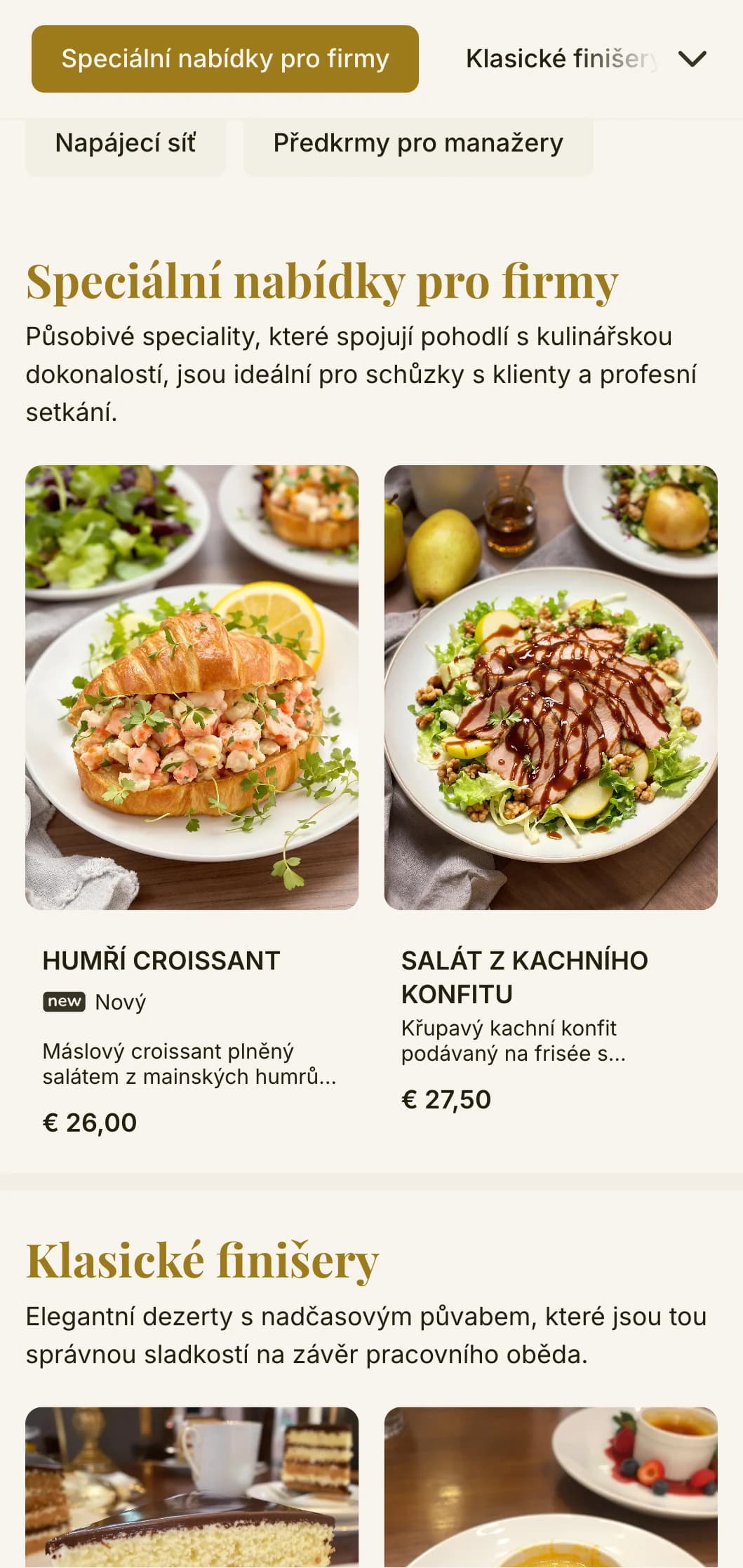 Elegantní a zároveň efektivní design obědového menu pro obchodní čtvrti a firemní stravování s nadčasovou typografií a propracovaným rozvržením pro rychlé profesionální obědy.
