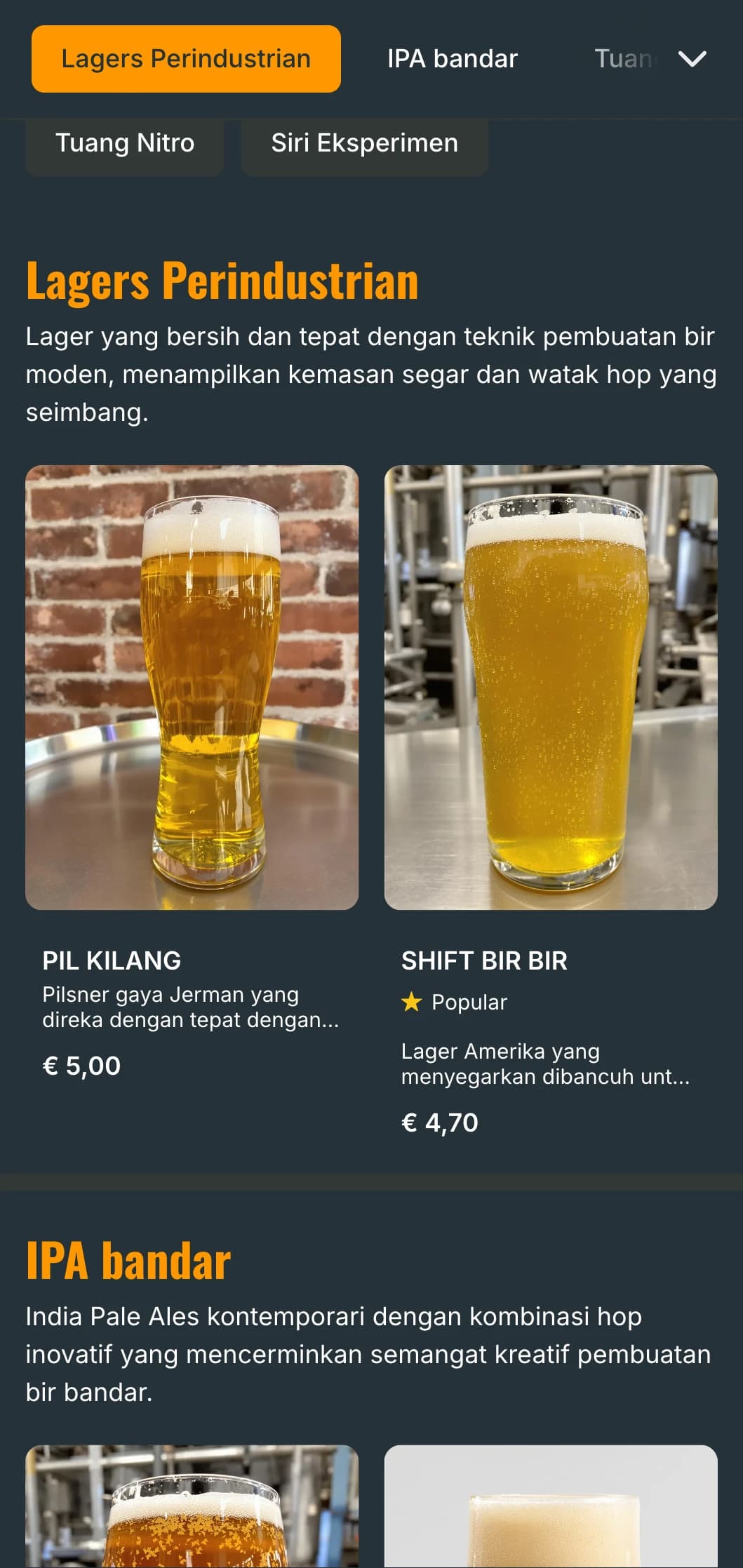Templat berinspirasikan industri dengan aksen logam dan estetika bandar, sesuai untuk pub minuman di bandar dan bilik paip moden.