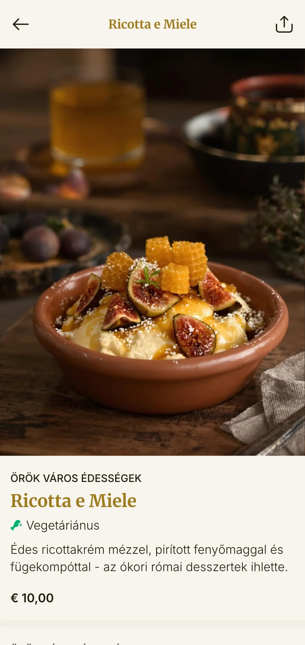 Klasszikus római stílusú pizzamenü történelmi olasz utalásokkal és elegáns stílusban.