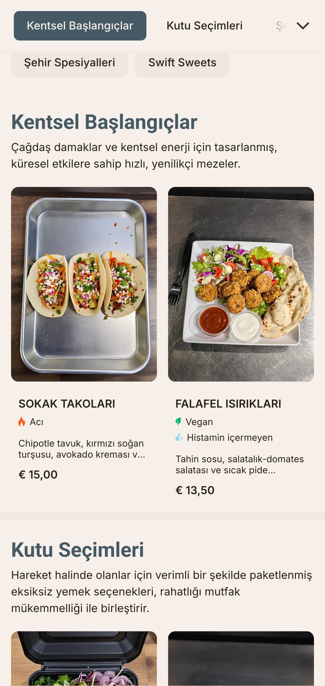 Hızlı yemek mekanları için cesur, çağdaş öğle yemeği menüsü tasarımı, dinamik tipografi ve kaliteli öğlen yemeği arayan şehirli profesyoneller için verimli düzen.
