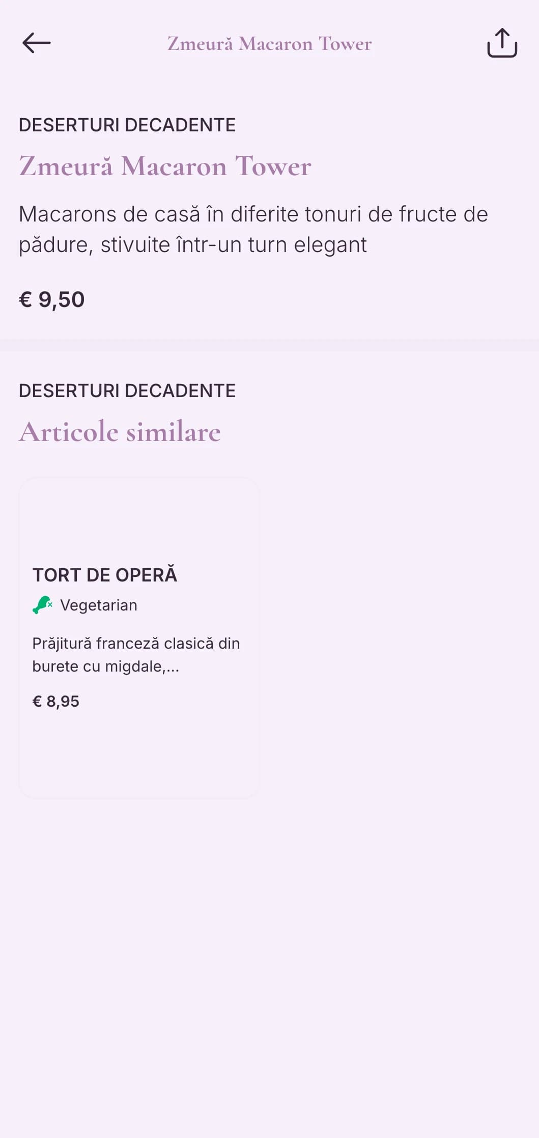 Design violet sofisticat cu tipografie elegantă pentru patiserii de lux și cafenele de deserturi.