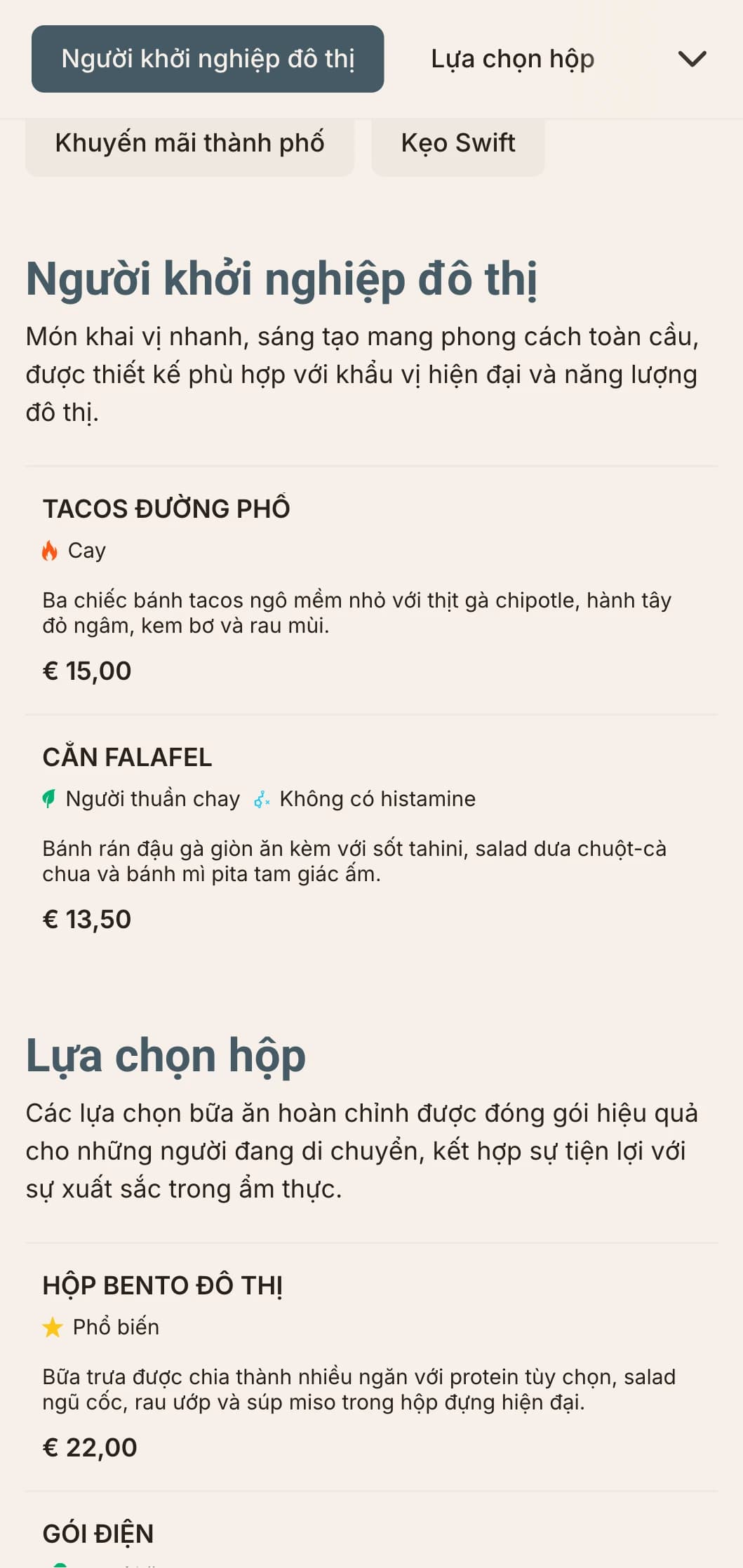 Thiết kế thực đơn bữa trưa hiện đại, táo bạo dành cho các điểm ăn uống nhanh bình dân, có kiểu chữ năng động và bố cục hiệu quả dành cho những người thành thị muốn có bữa ăn trưa chất lượng.