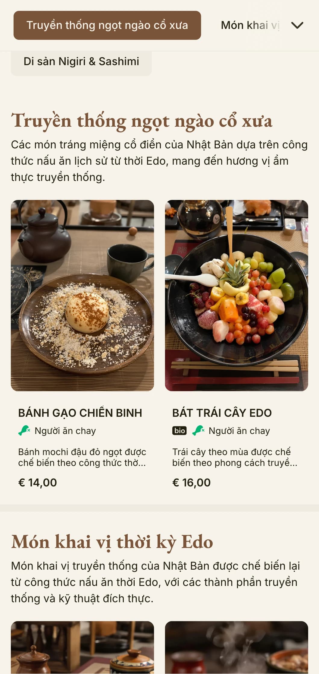 Thực đơn sushi mang phong cách Nhật Bản truyền thống với kiểu chữ cổ điển cùng phong cách thẩm mỹ thời kỳ Edo.