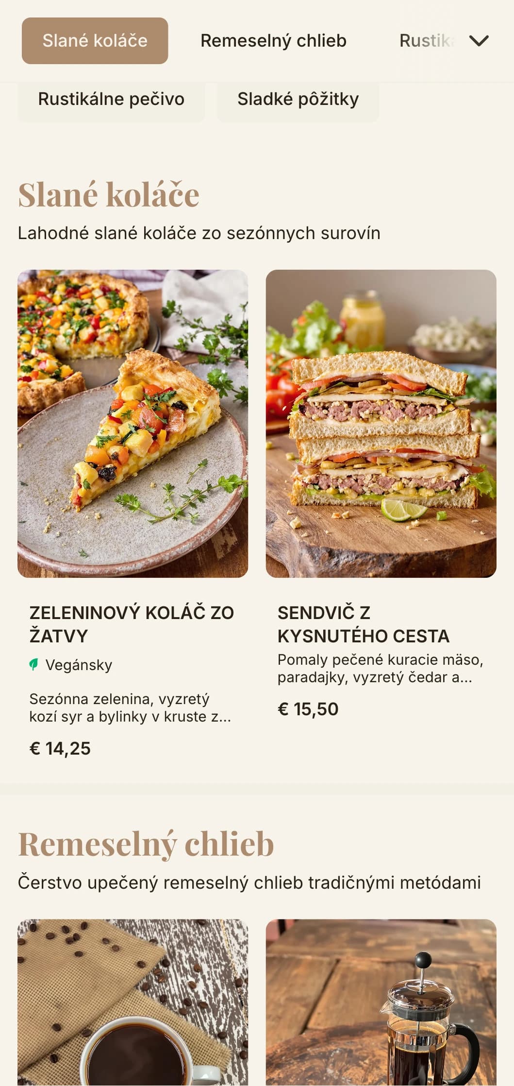 Zemité tóny s remeselnou typografiou pre kaviarne a cukrárne zamerané na pekárenské výrobky.