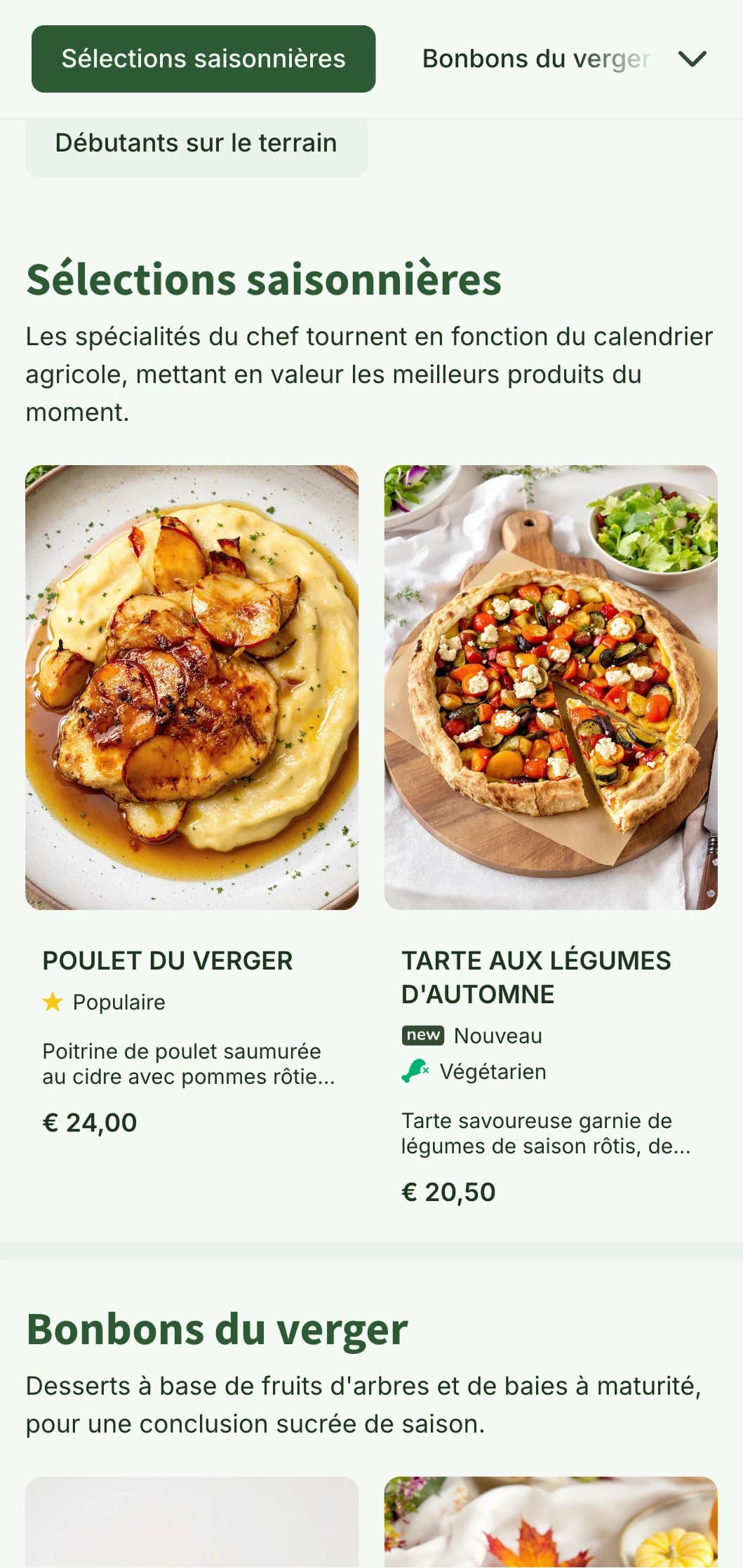 Conception d'un menu de déjeuner saisonnier sur le thème de la récolte, avec des tons chauds d'automne et des éléments agricoles, parfait pour les restaurants de la ferme à la table et les restaurants ruraux.