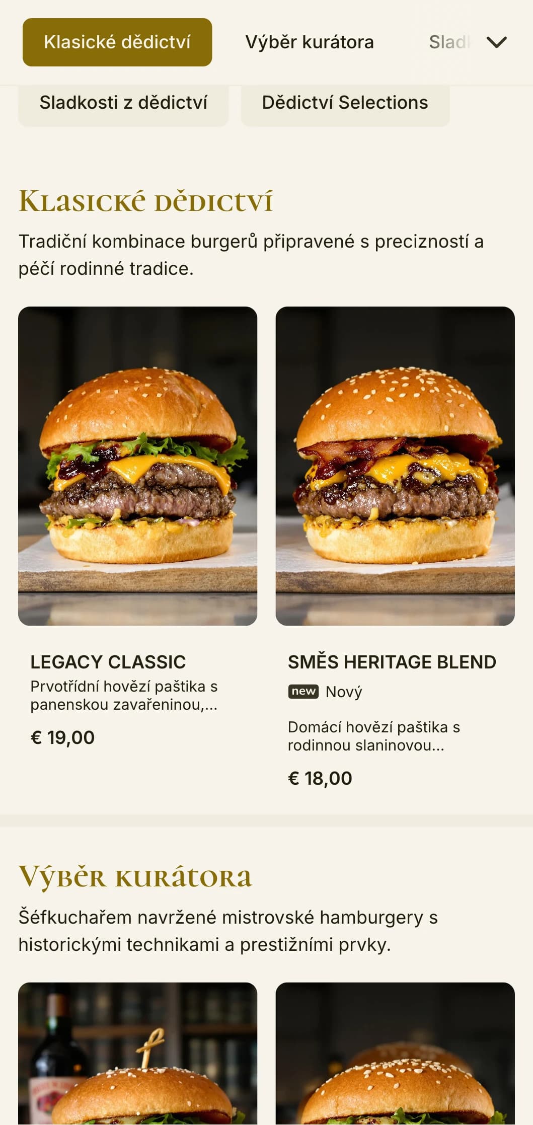 Zážitek z hamburgeru inspirovaného panským sídlem s památkovými prvky a aristokratickými prvky.