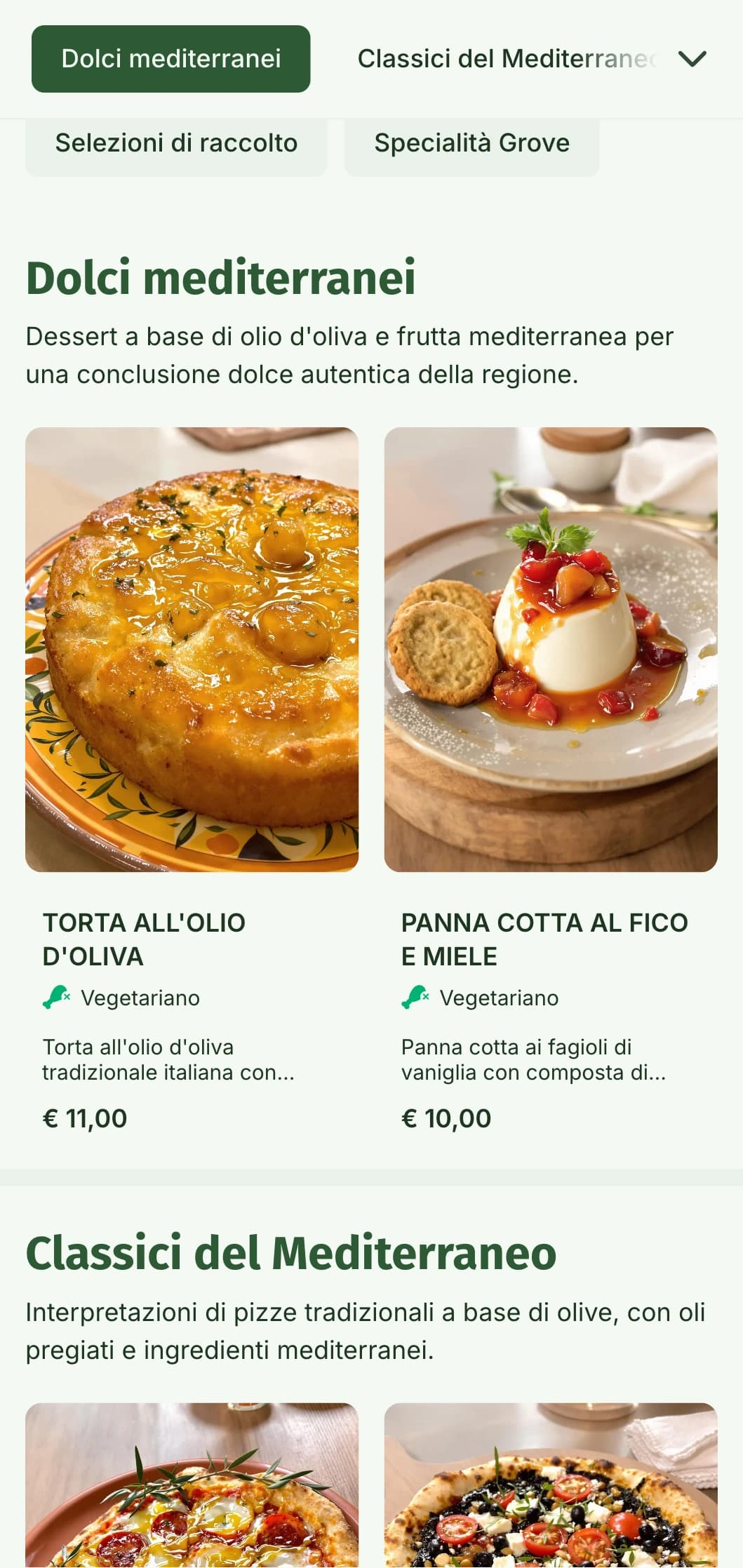 Menu di pizza di ispirazione mediterranea con olio d'oliva e ingredienti naturali.