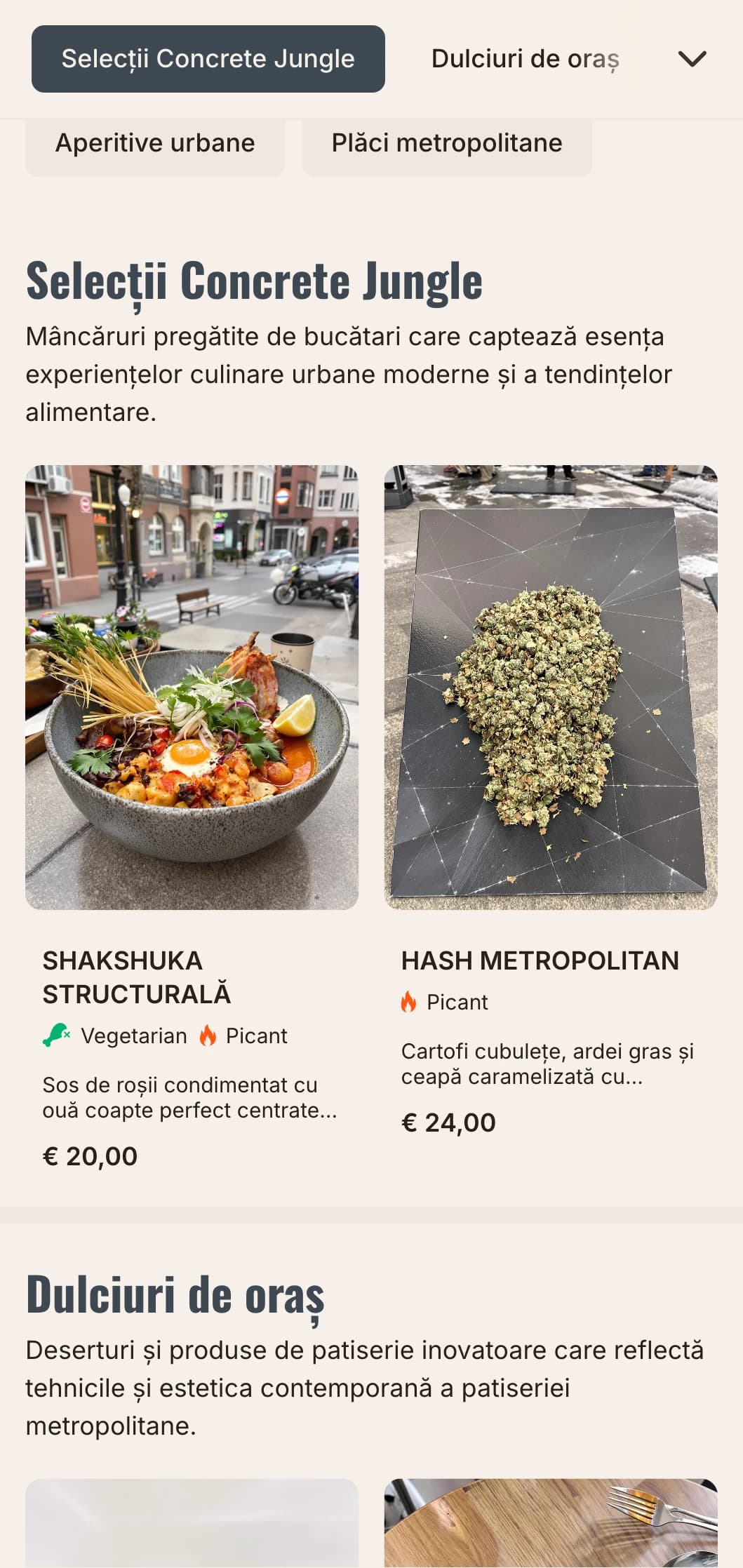 Șablon brunch urban, îndrăzneț, cu influențe arhitecturale, perfect pentru cafenelele din centrul orașului și restaurantele moderne.