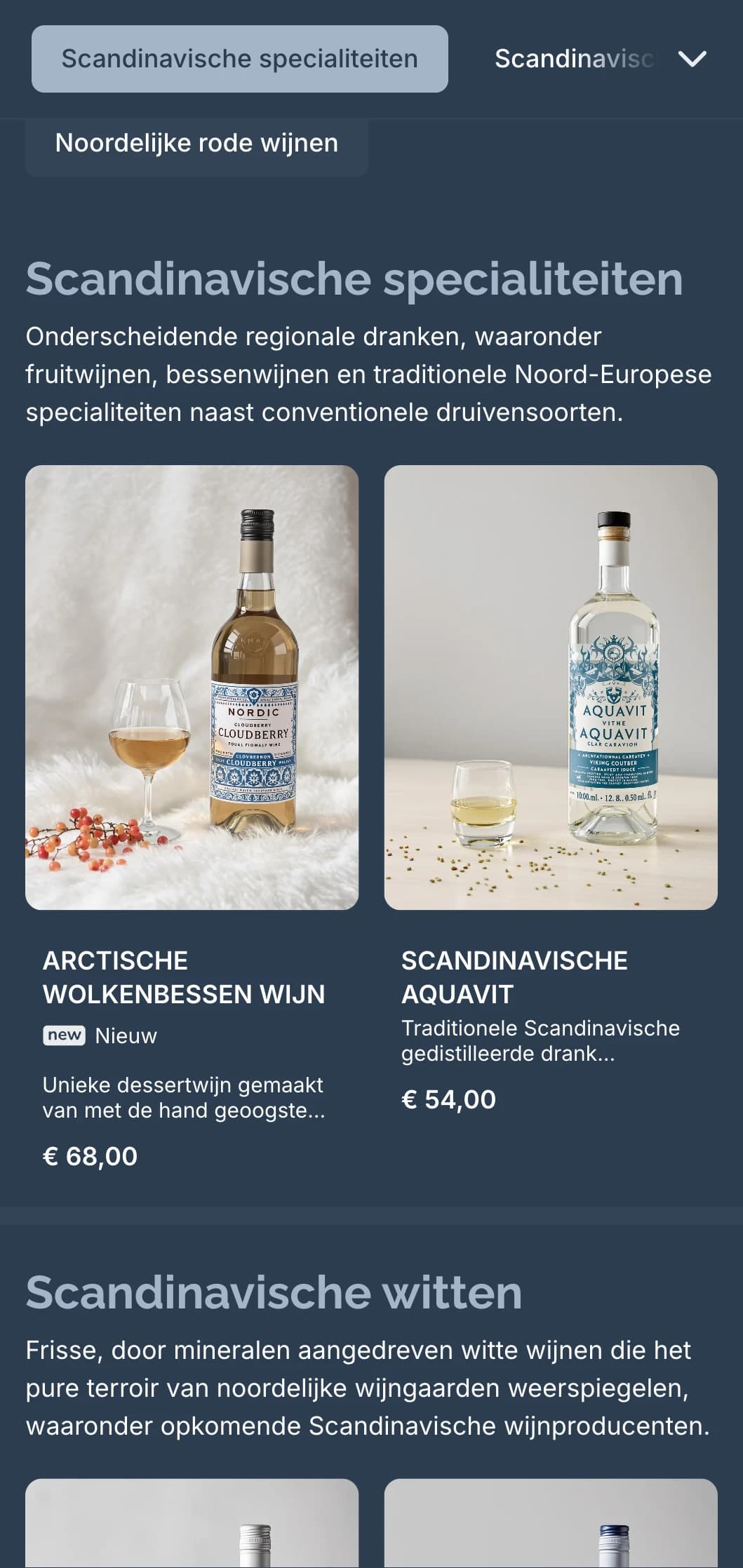 Sjabloon voor Scandinavisch geïnspireerde wijnkaart met koele blauwe tinten en minimalistisch ontwerp, ideaal voor hedendaagse Scandinavische restaurants en internationale wijnbars.