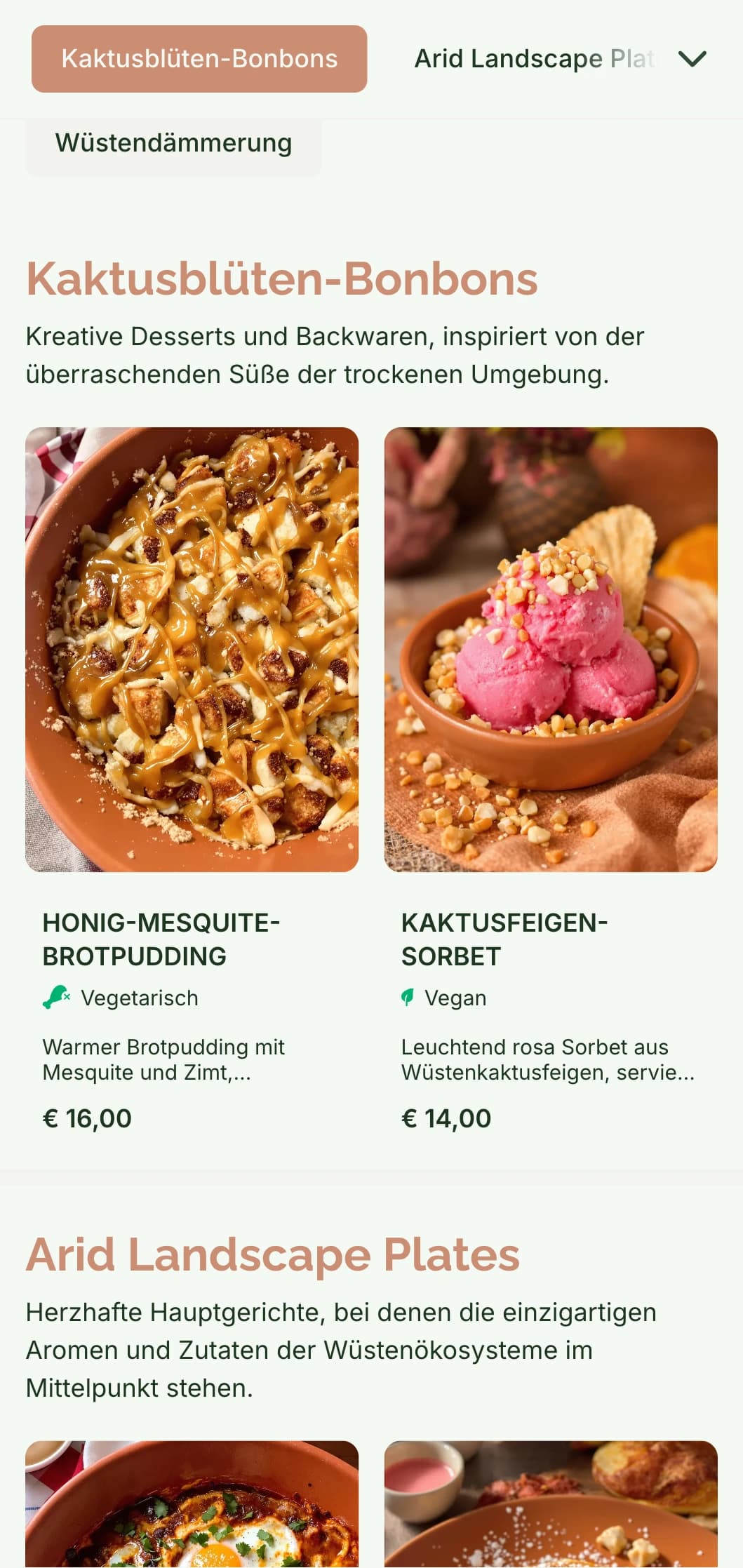 Warme, erdige Brunchvorlage mit Terrakottatönen, perfekt für südwestlich inspirierte Cafés und trockene Umgebungen.