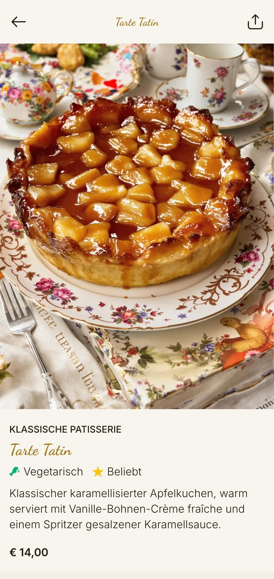 Elegante, französisch inspirierte Brunch-Vorlage mit Vintage-Elementen, ideal für Cafés und Teestuben, die sich auf Gebäck spezialisiert haben.