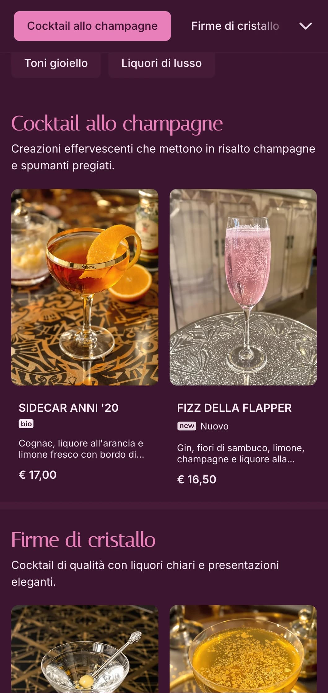 Sofisticato design ispirato al rosa e ai cristalli per destinazioni cocktail di alto livello.