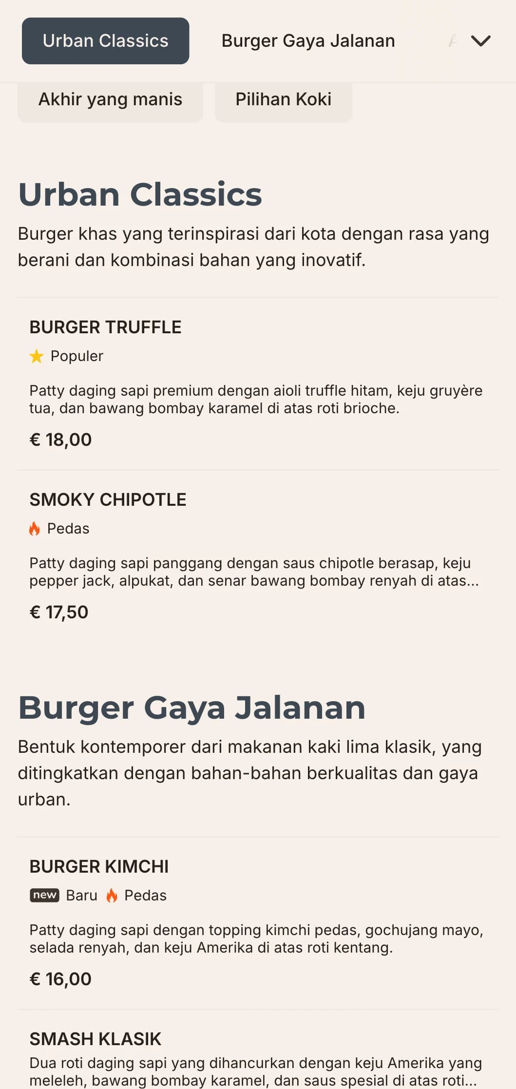 Desain bar burger kontemporer yang ramping dengan tipografi minimalis dan elemen-elemen yang terinspirasi dari dunia industri untuk para penggemar makanan urban.