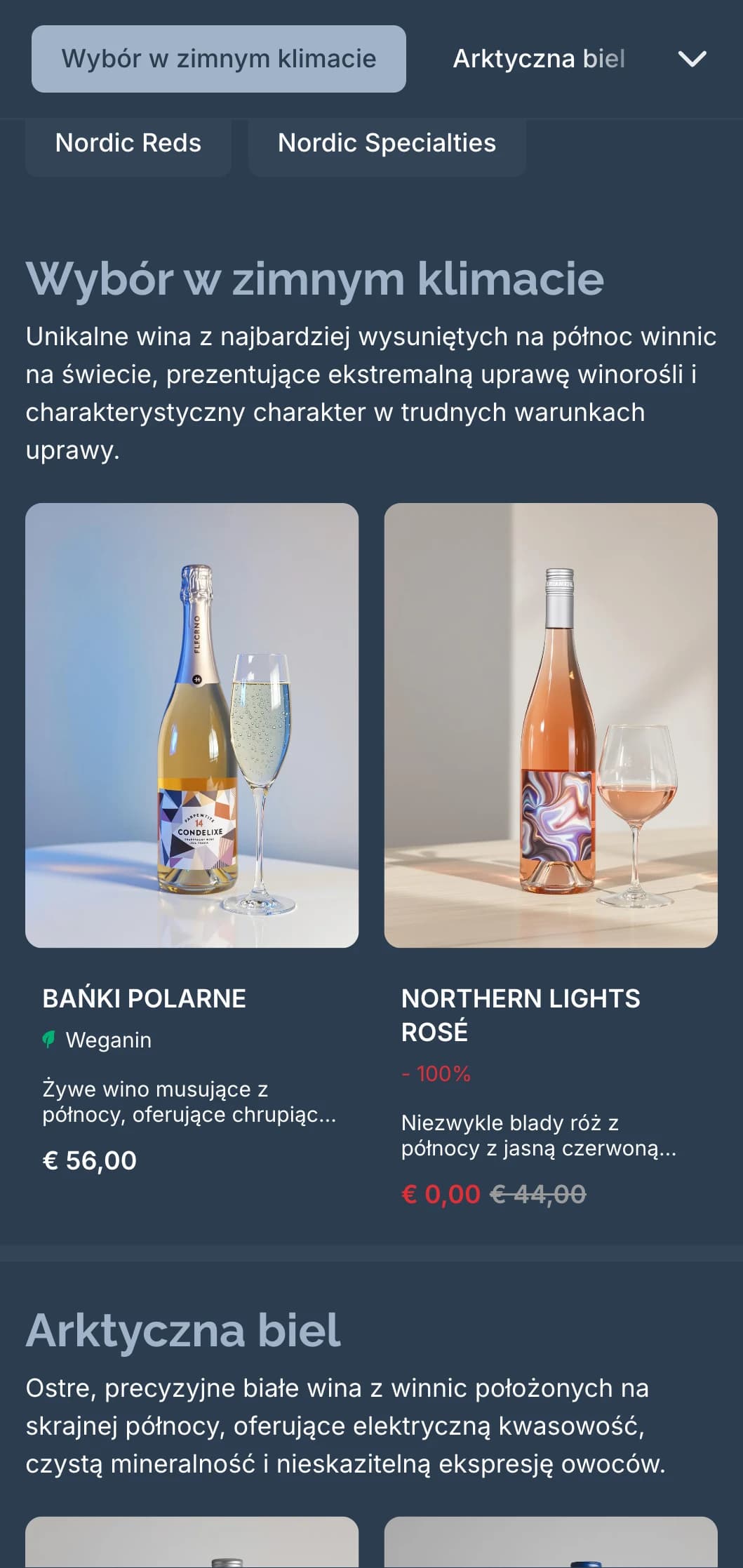 Inspirowany Skandynawią szablon karty win z chłodnymi niebieskimi odcieniami i minimalistycznym designem, idealny dla współczesnych skandynawskich restauracji i międzynarodowych winiarni.