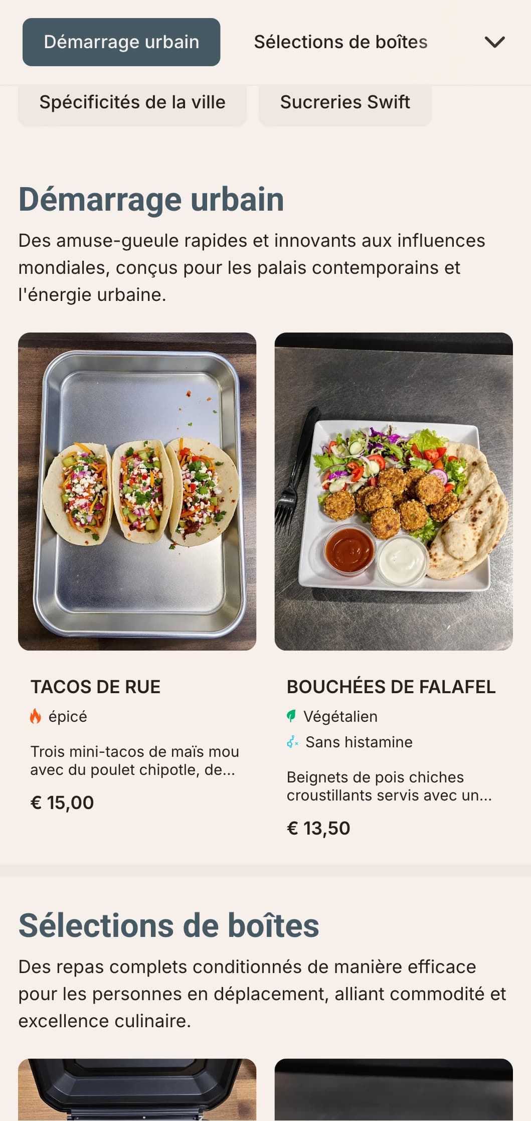 Une typographie dynamique et une mise en page efficace pour les professionnels urbains à la recherche de repas de midi de qualité.