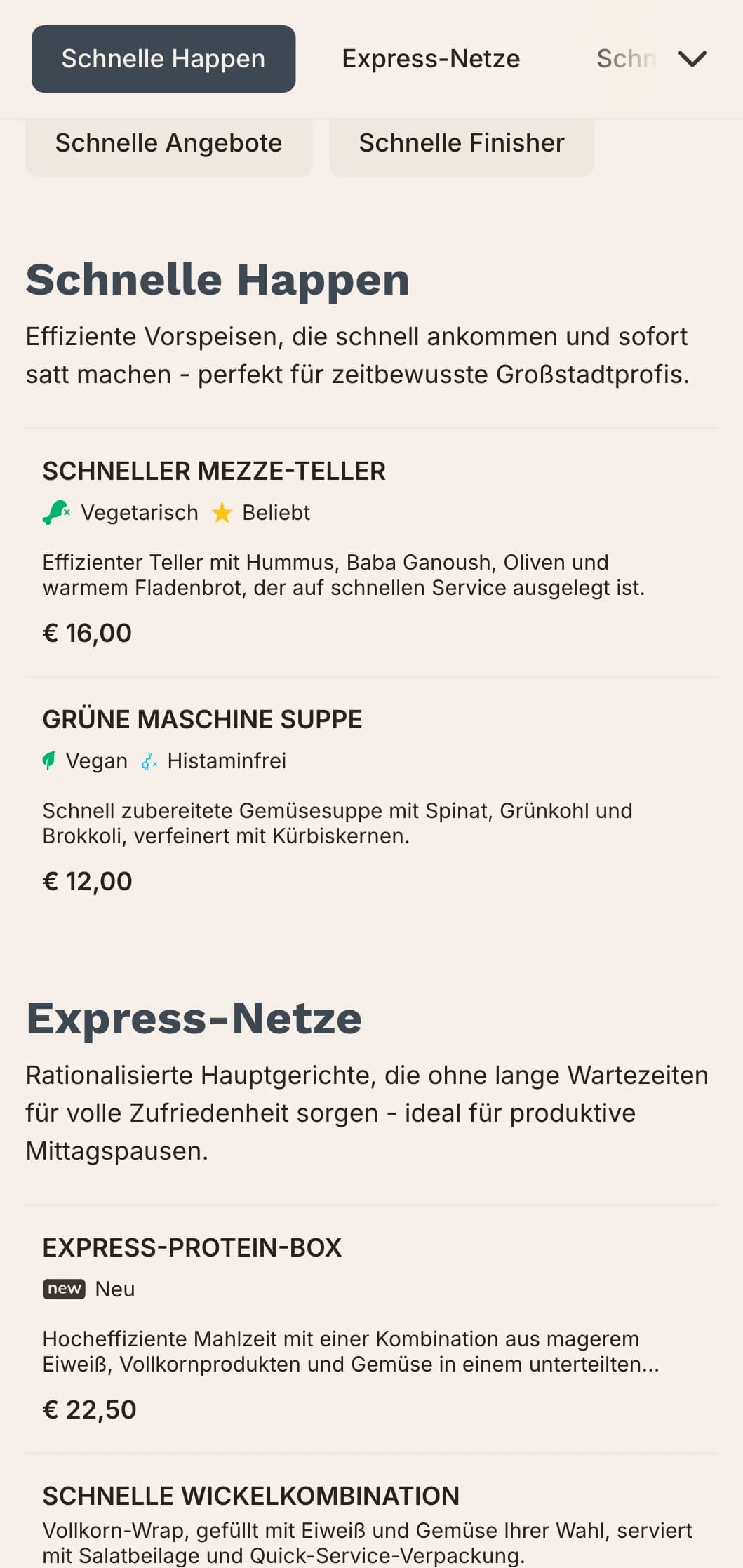 Effizientes, von der Stadt inspiriertes Design für Mittagsmenüs mit kräftiger Typografie und klarer Gliederung, ideal für Restaurants in der Stadt, die Berufstätige mit begrenzter Mittagspause bedienen.