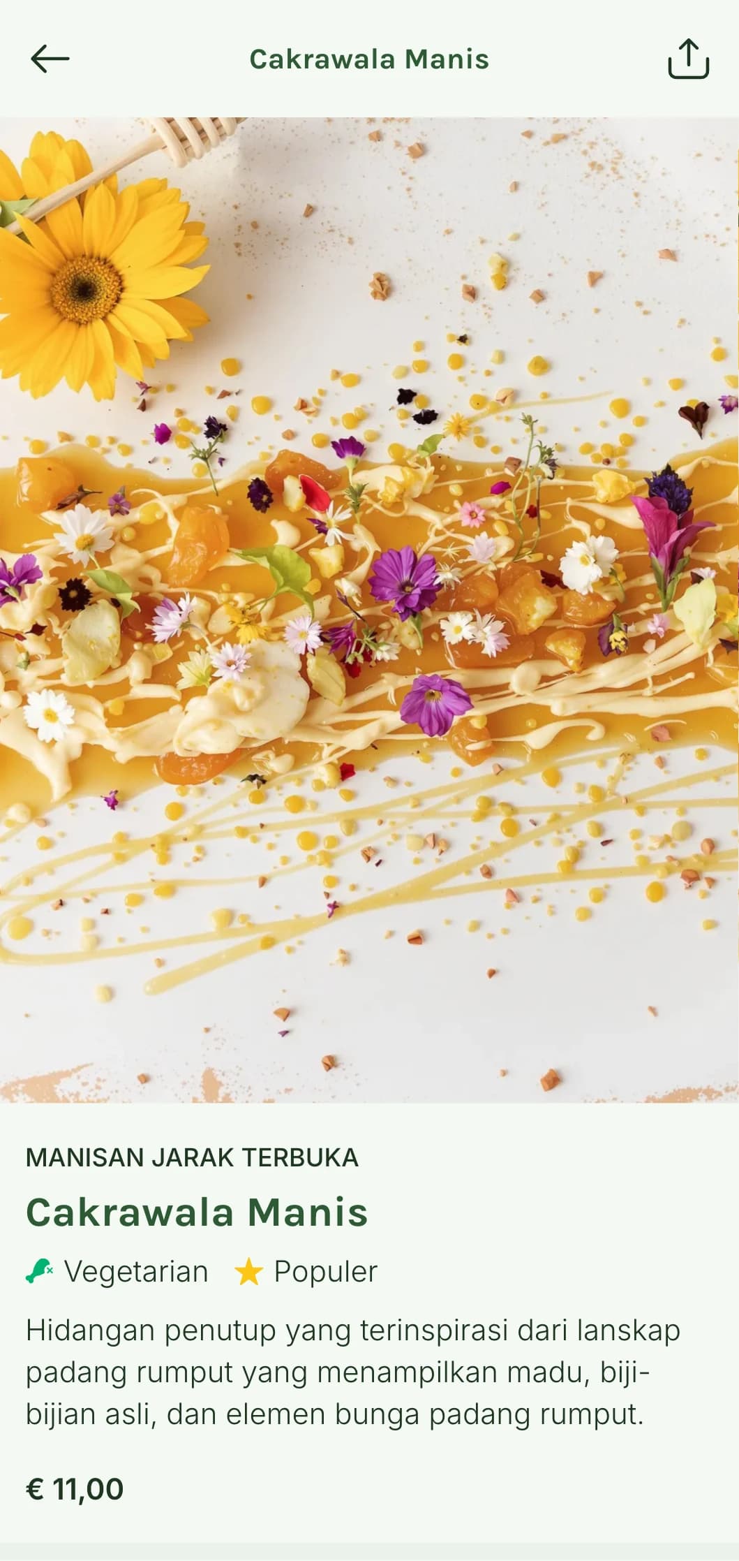 Desain menu makan siang yang luas dan terinspirasi dari padang rumput dengan elemen horizontal dan keterbukaan alami, ideal untuk restoran dengan pemandangan terbuka dan hidangan regional.