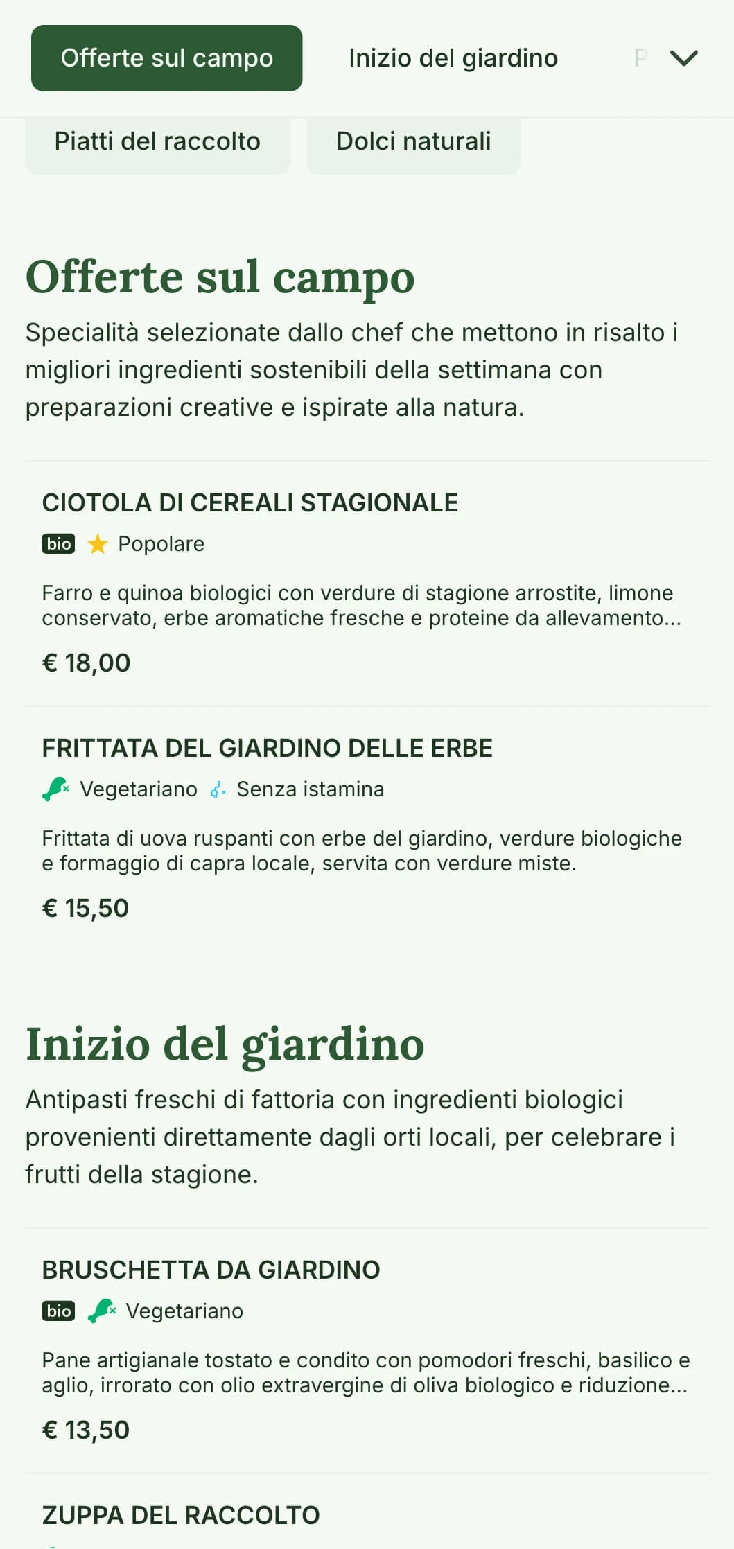 Un menu per il pranzo fresco e ispirato alla natura, che mette in risalto gli ingredienti di stagione e le offerte "farm-to-table", ideale per bar e ristoranti che puntano su pasti sani e biologici per il mezzogiorno.