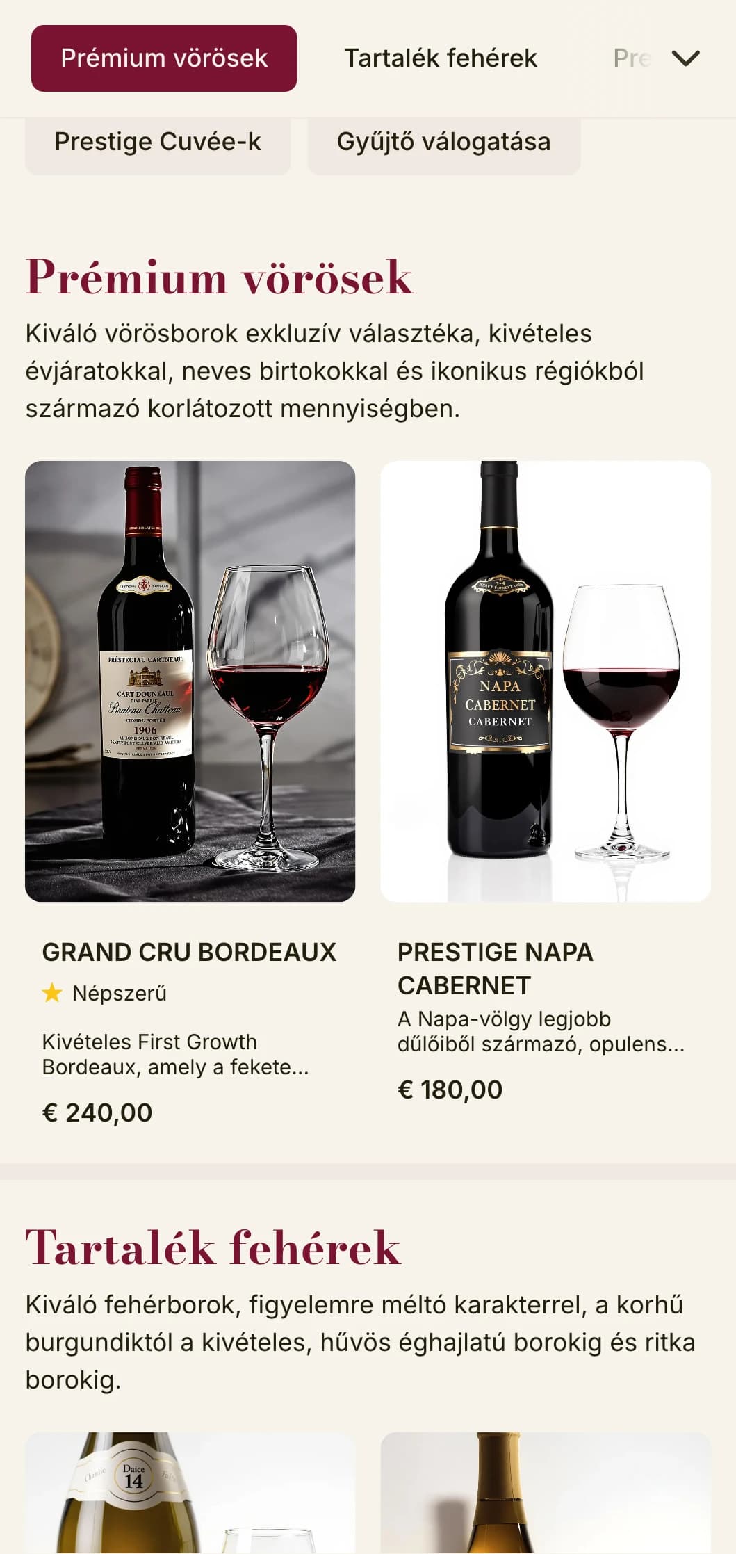 Drámaian fényűző borlap sablon gazdag bordó akcentusokkal és kifinomult tipográfiával, ideális prémium steakhouse-ok és borospincék számára.