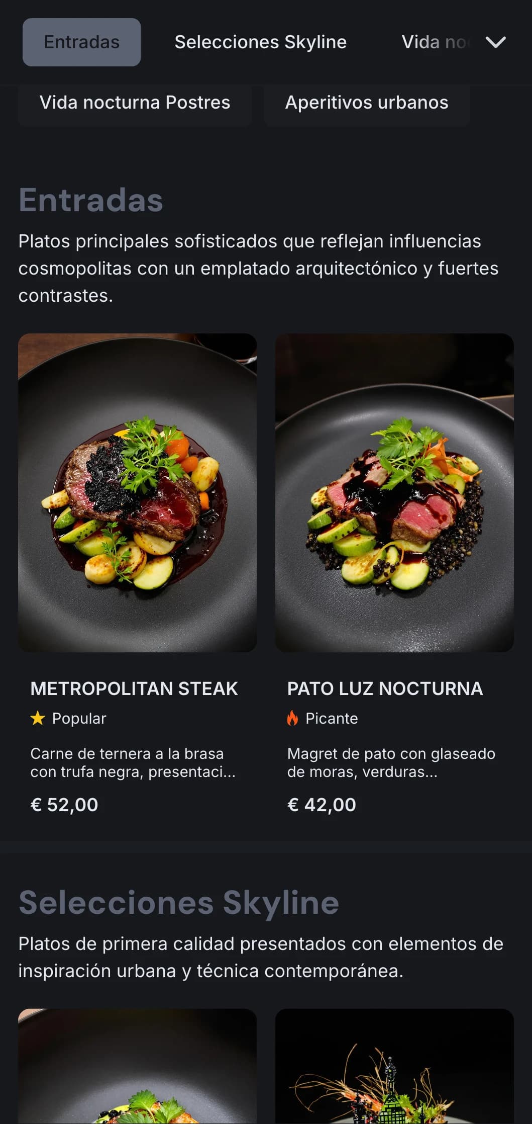 Un concepto atrevido y metropolitano con tonos oscuros y fuertes contrastes para una experiencia gastronómica urbana y contemporánea.