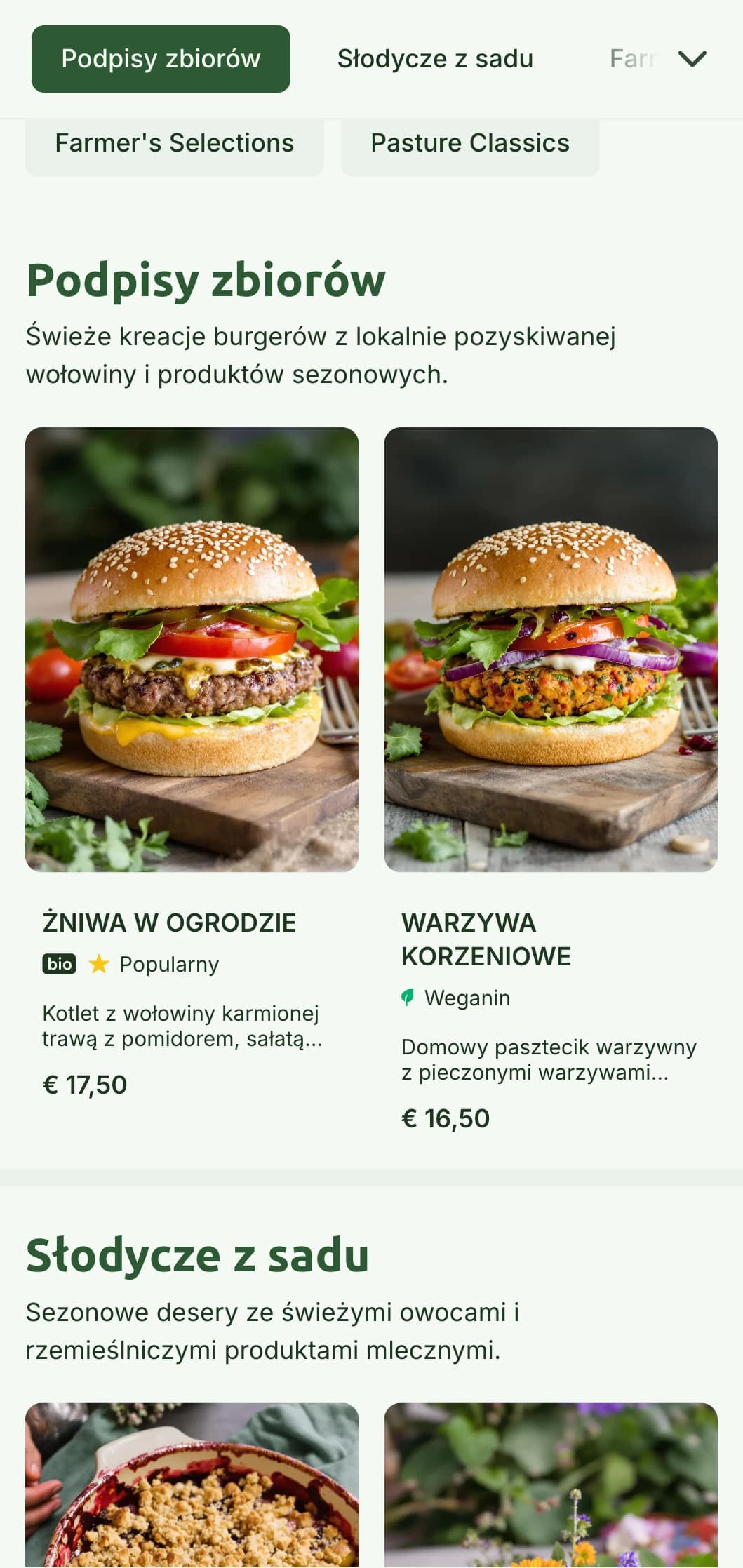 Koncepcja zdrowego burgera od gospodarstwa do stołu z naturalną zielenią i rustykalnymi elementami podkreślającymi jakość składników.