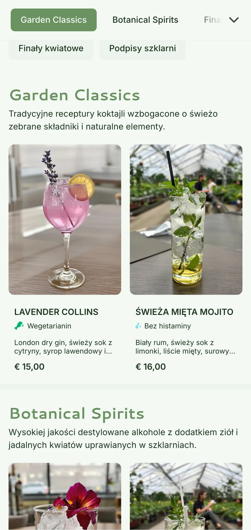 Świeży, inspirowany konserwatorstwem projekt dla barów ogrodowych i salonów botanicznych z zielonymi odcieniami i przewiewną typografią.