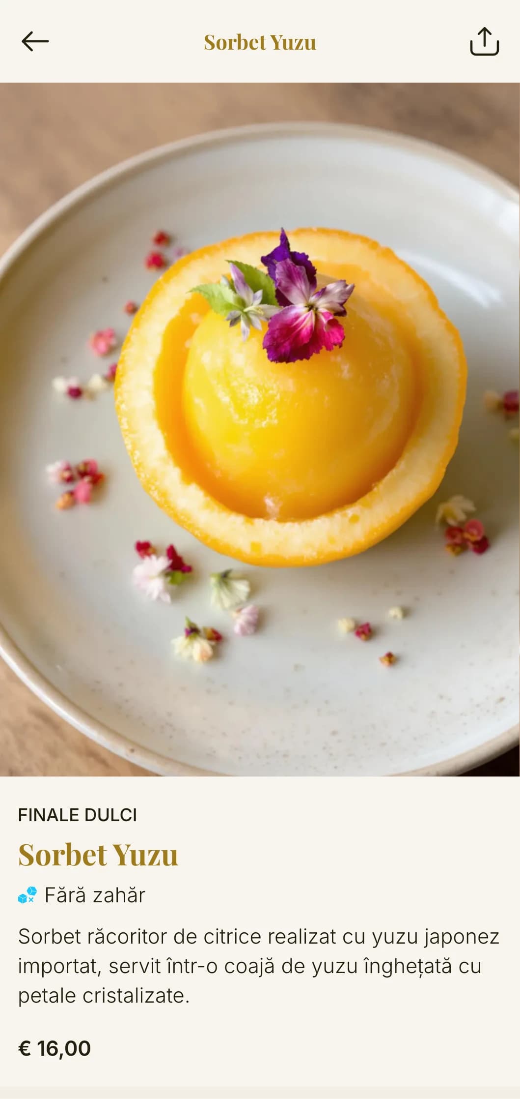 Experiență culinară japoneză rafinată, cu eleganță clasică, cu tipografie delicată cu serife și accente de flori de cireș pe un fundal cremos.