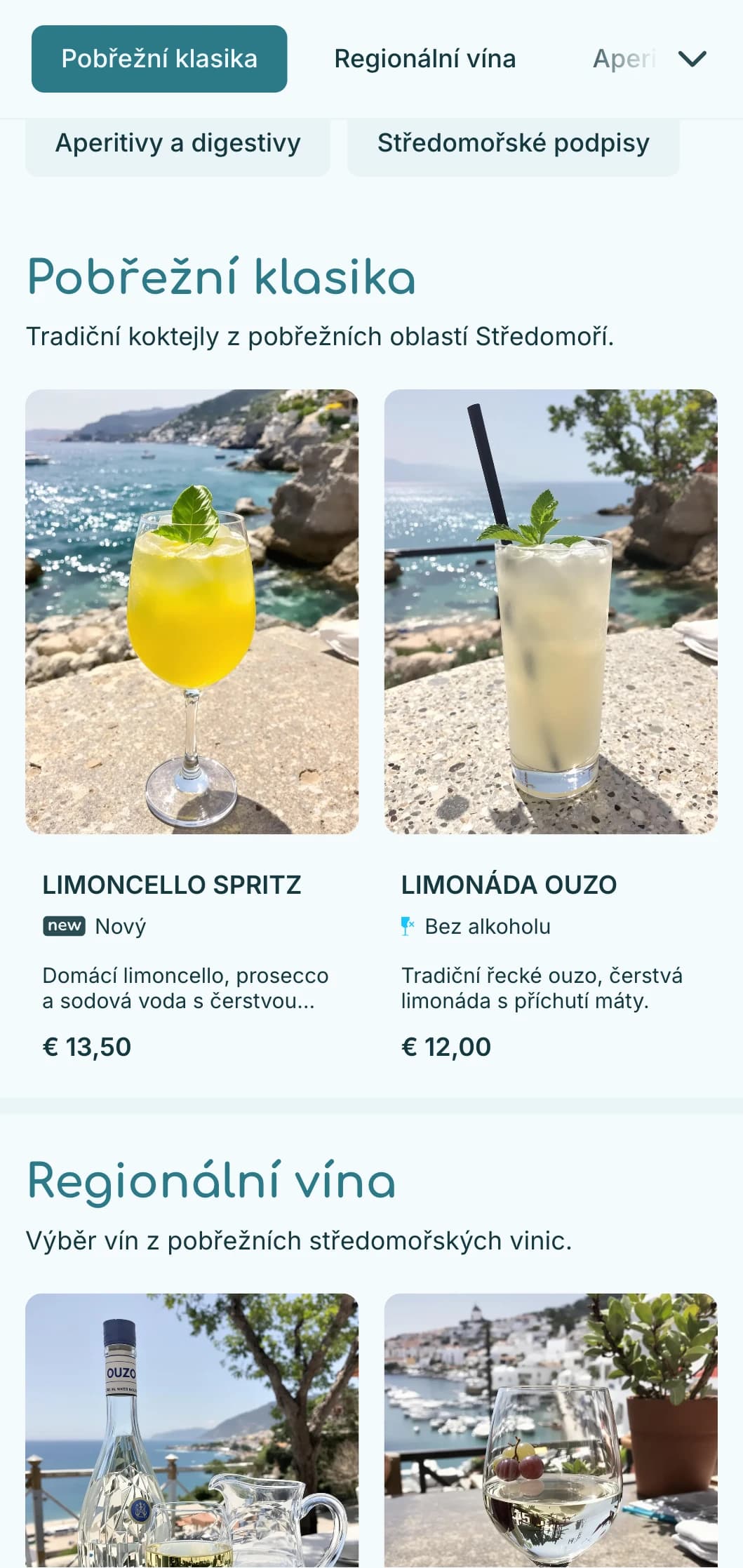 Osvěžující modrá paleta inspirovaná vodami Středozemního moře pro přímořská místa.