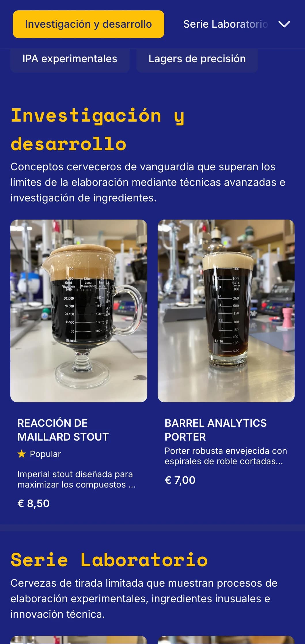 Estética científica moderna para cervecerías experimentales y laboratorios de cerveza, con gráficos de precisión y detalles técnicos.