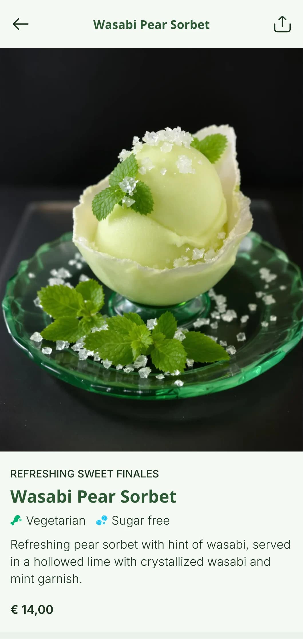 Bright, fresh sushi menu focused on vibrant green wasabi colors and clean design for health-conscious establishments.