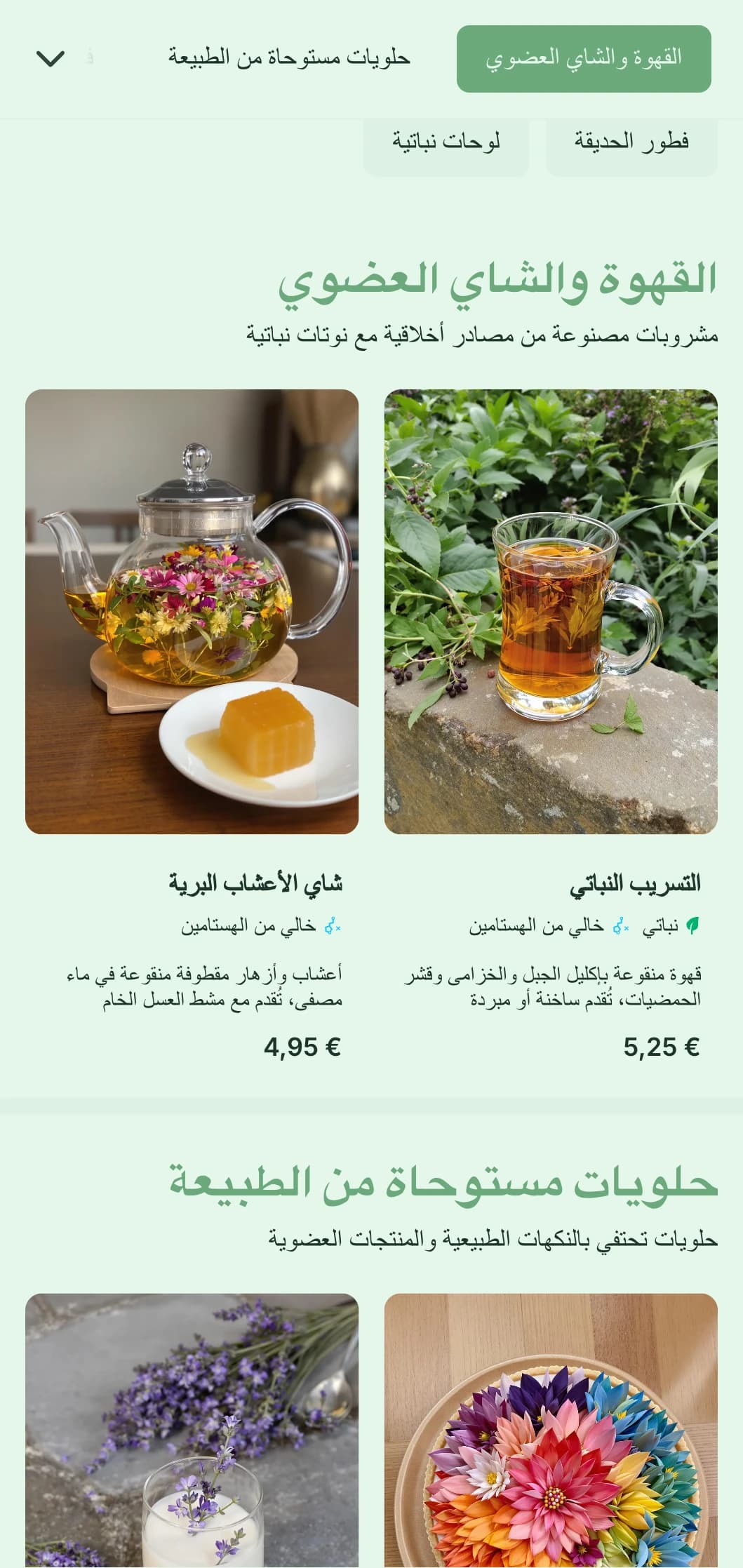 تصميم منعش بطابع أخضر مع عناصر نباتية لمقاهي الحدائق وأماكن الفطور المتأخر العضوية.
