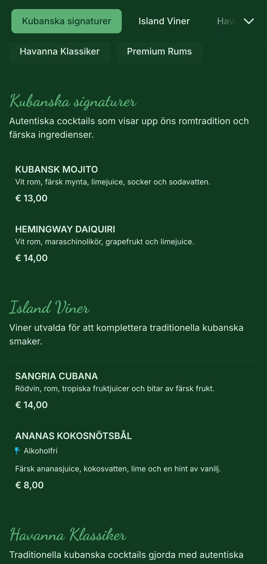 Tropisk grön design med vintageelement för kubanskinspirerade rombarer.