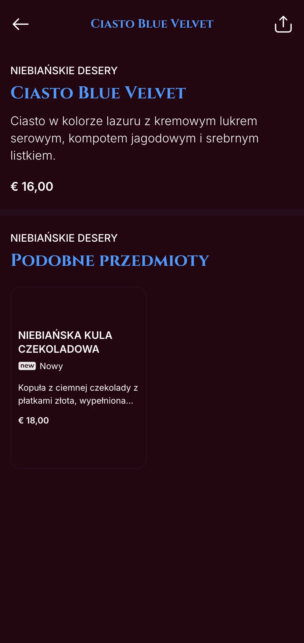 Efektowne menu obiadowe w kolorze granatowym ze złotymi akcentami, przeznaczone do wieczornych lokali gastronomicznych o luksusowej atmosferze.