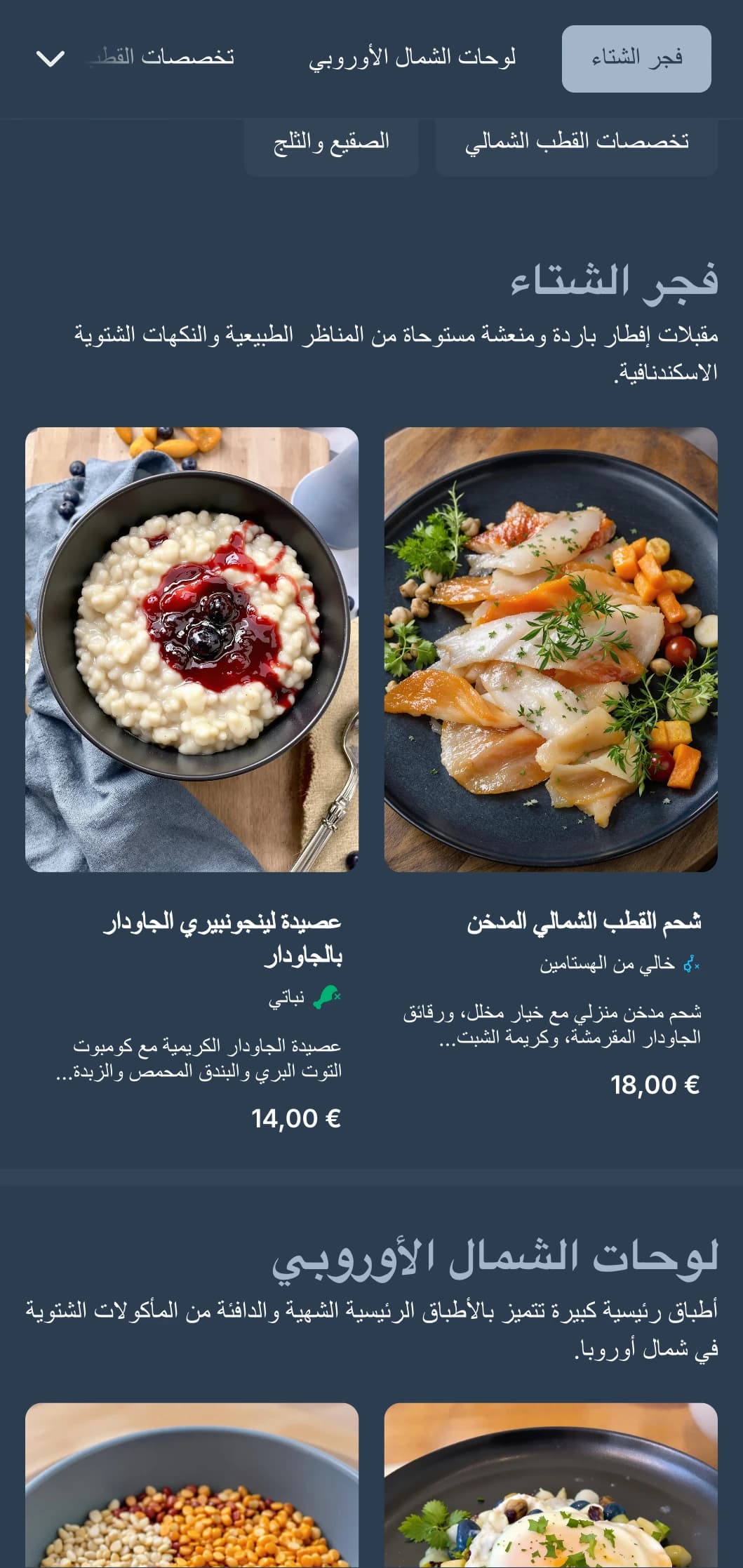 قالب أزرق غامق مع لمسات رائعة، مستوحى من جماليات الشتاء الإسكندنافية للمقاهي المعاصرة.
