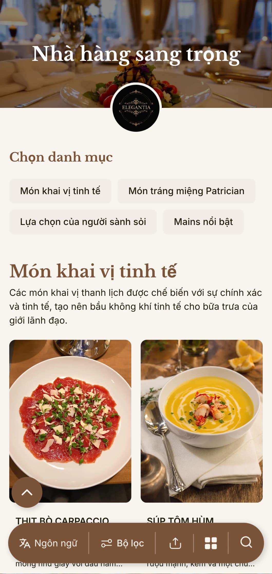 Thiết kế thực đơn trưa tinh tế với kiểu chữ tinh tế và khoảng cách thanh lịch, dành riêng cho các nhà hàng khách sạn cao cấp và phòng ăn dành cho giám đốc điều hành phục vụ các doanh nhân.