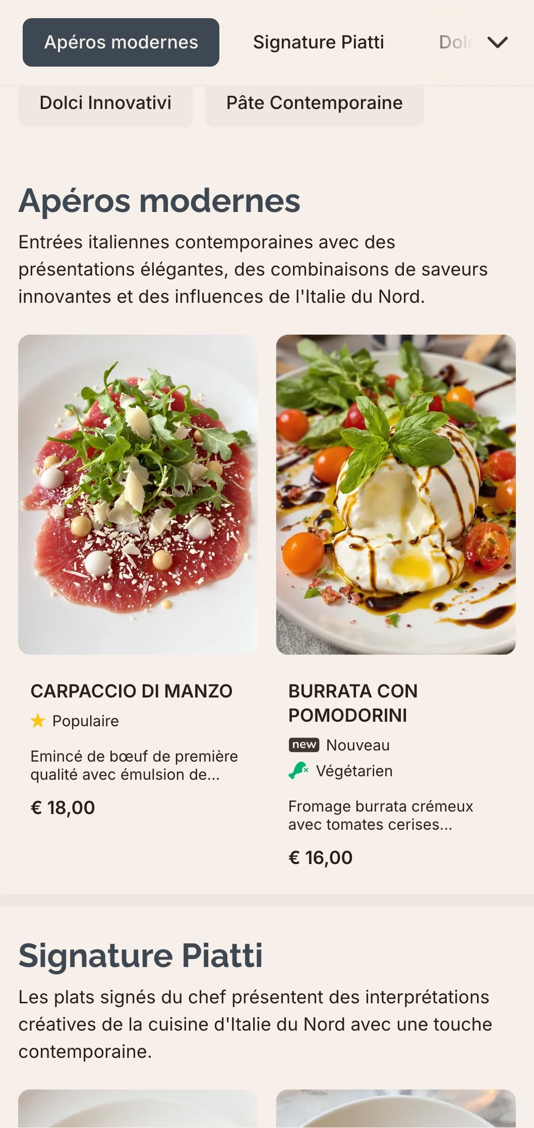 Un design contemporain avec une typographie épurée et des éléments minimalistes reflétant la sophistication de l'Italie du Nord et l'élégance urbaine.