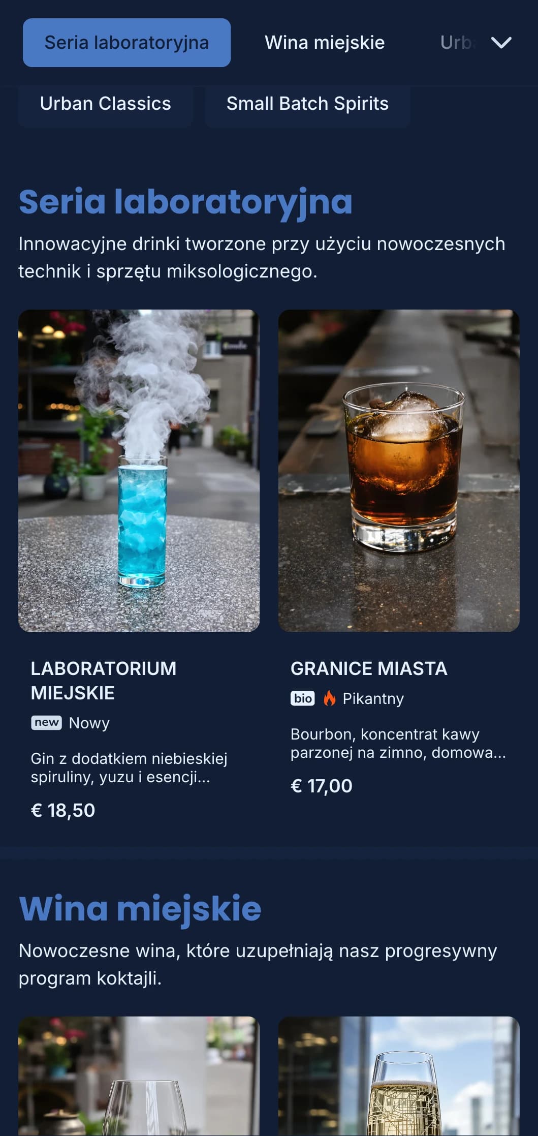 Czysty, strukturalny niebieski design z geometrycznymi wzorami dla nowoczesnych miejskich barów.