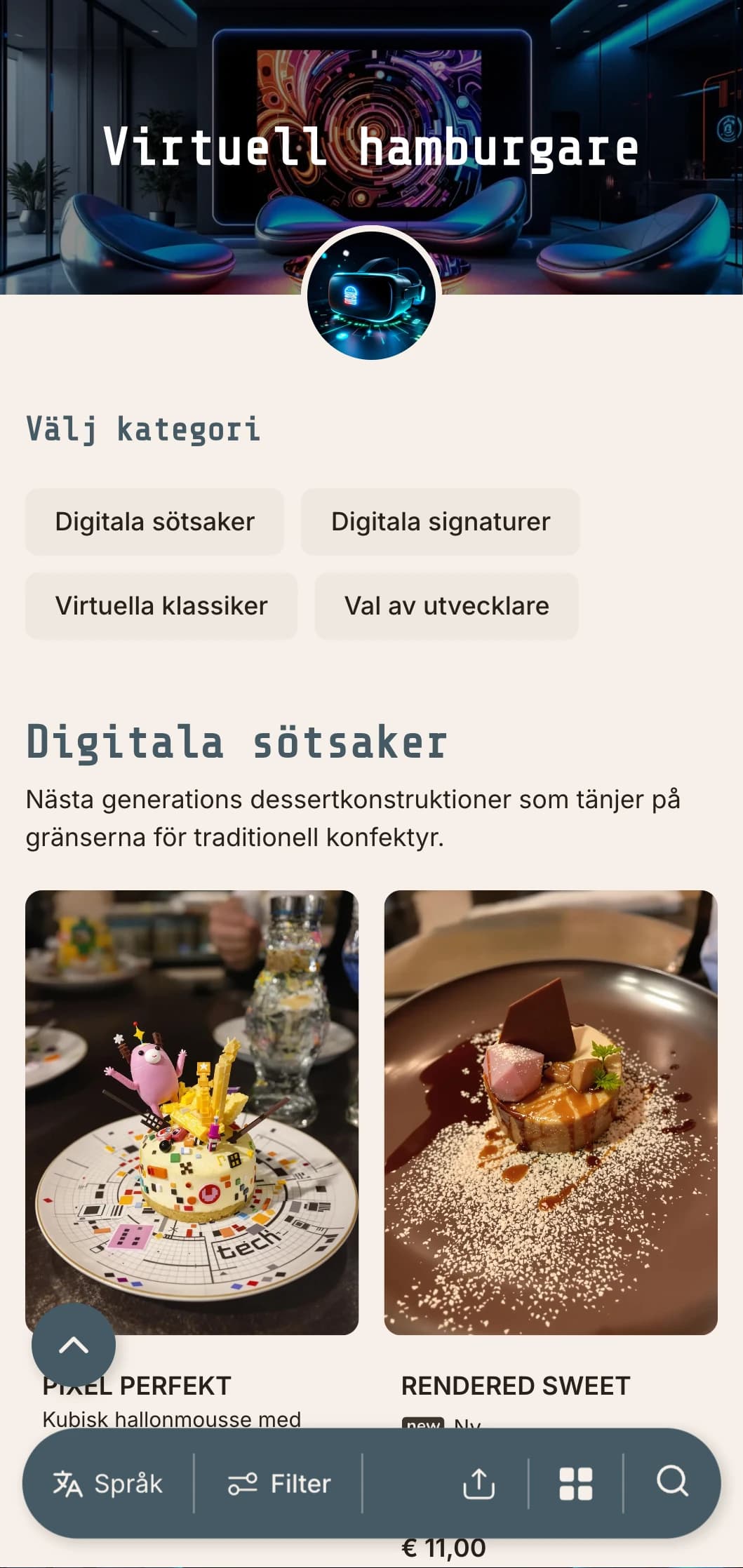 Ett hamburgerkoncept inspirerat av den digitala världen som hyllar teknik och virtuella upplevelser.