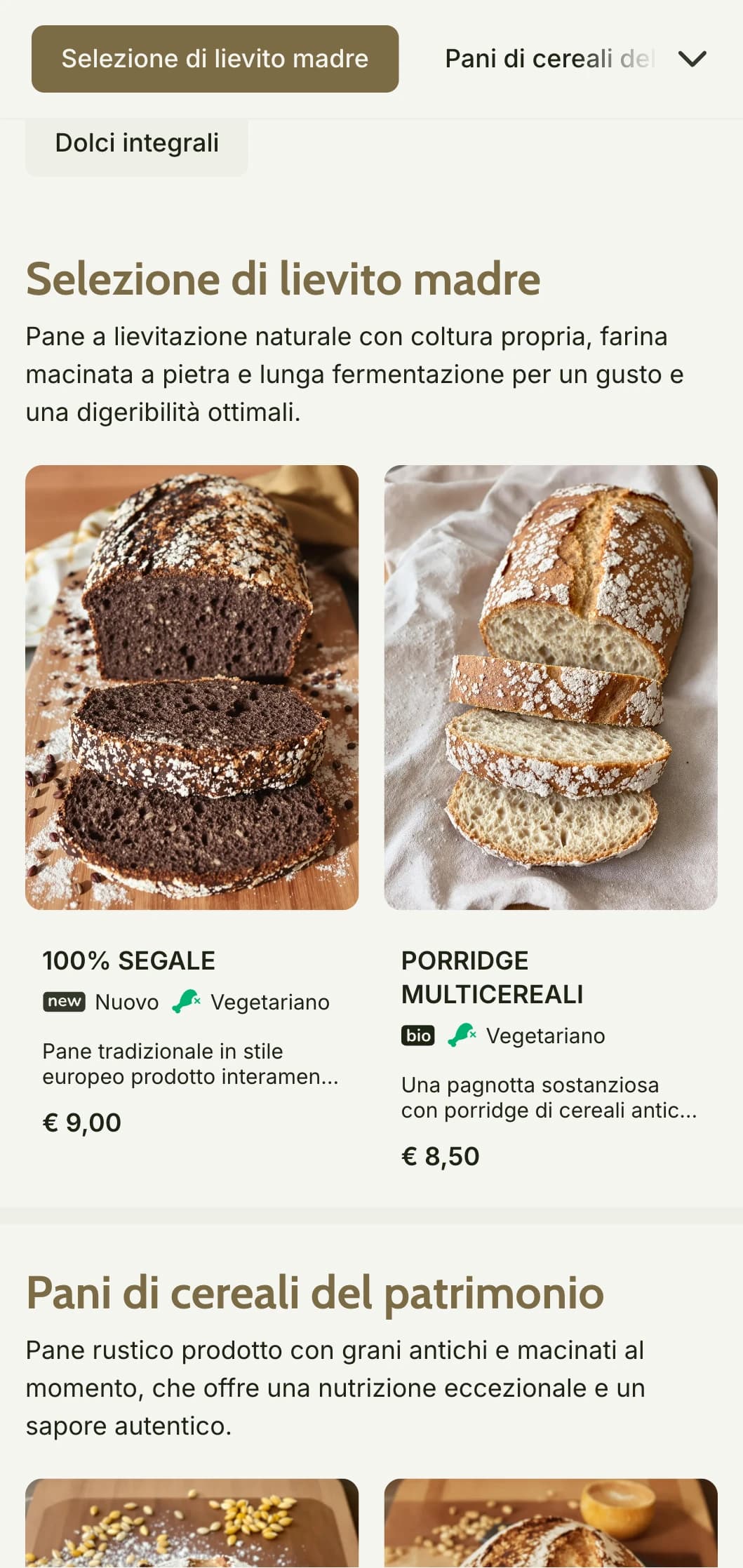 Un design di menu per panifici rustico e incentrato sul patrimonio, con toni marroni e tipografia tradizionale, perfetto per panifici con farina macinata a pietra e negozi artigianali.