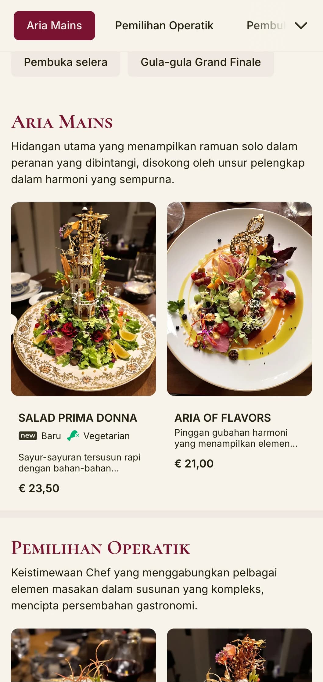 Reka bentuk menu makan tengah hari yang hebat berinspirasikan muzik dengan elemen opera dan susun atur dramatik, sesuai untuk restoran berhampiran gedung opera atau dengan tema muzik.