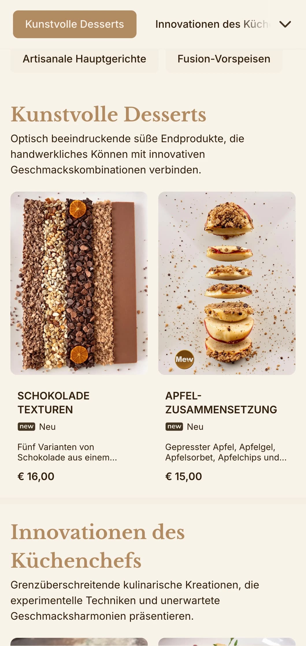 Eine raffinierte Verschmelzung von handwerklicher Ästhetik und Gourmet-Präsentation, ideal für innovative gastronomische Einrichtungen.