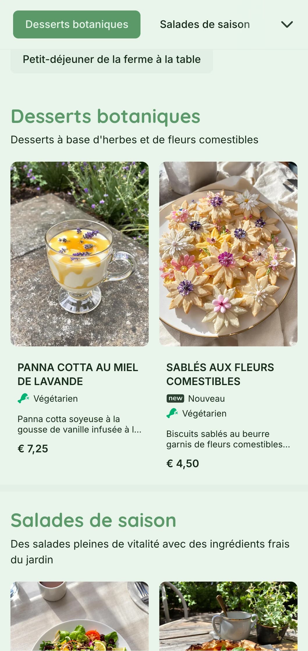 Un design vert vibrant avec des éléments botaniques pour les cafés de jardin et les restaurants biologiques.