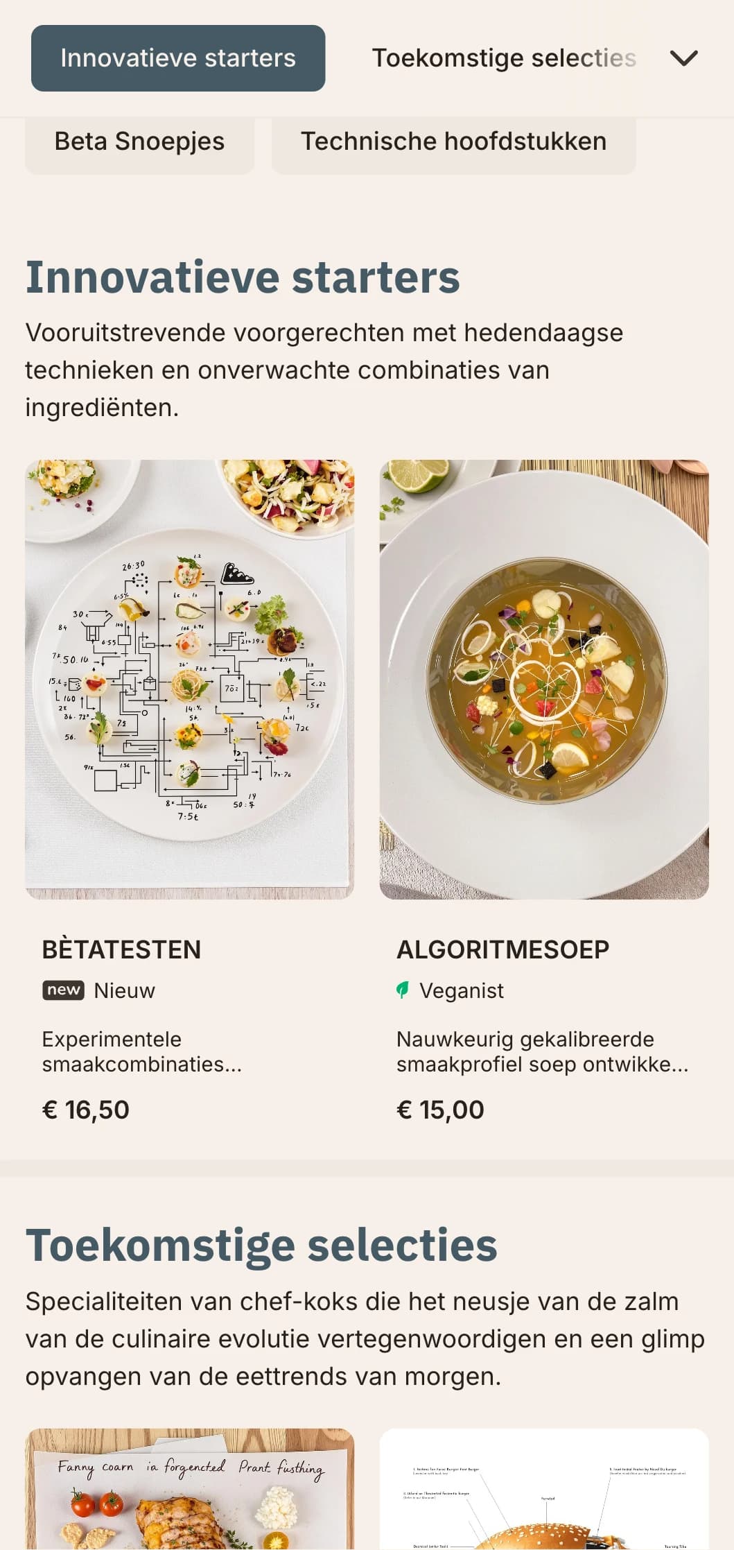 Innovatief, op technologie geïnspireerd lunchmenu-ontwerp met digitale elementen en futuristische esthetiek, perfect voor restaurants in technologiewijken en innovatiecentra.