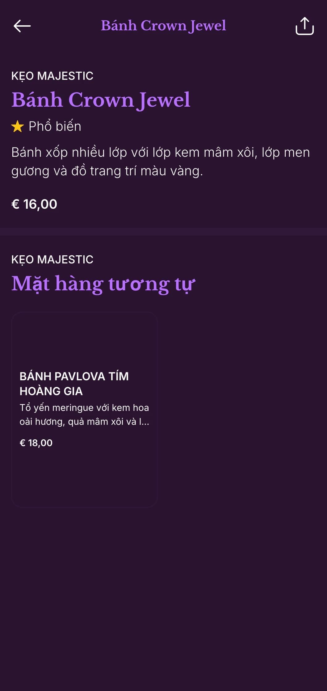 Thực đơn tối sang trọng với tông màu tím và vàng cùng các chi tiết thiết kế cổ điển, hoàn hảo cho những cơ sở mang nét quyến rũ cổ kính.