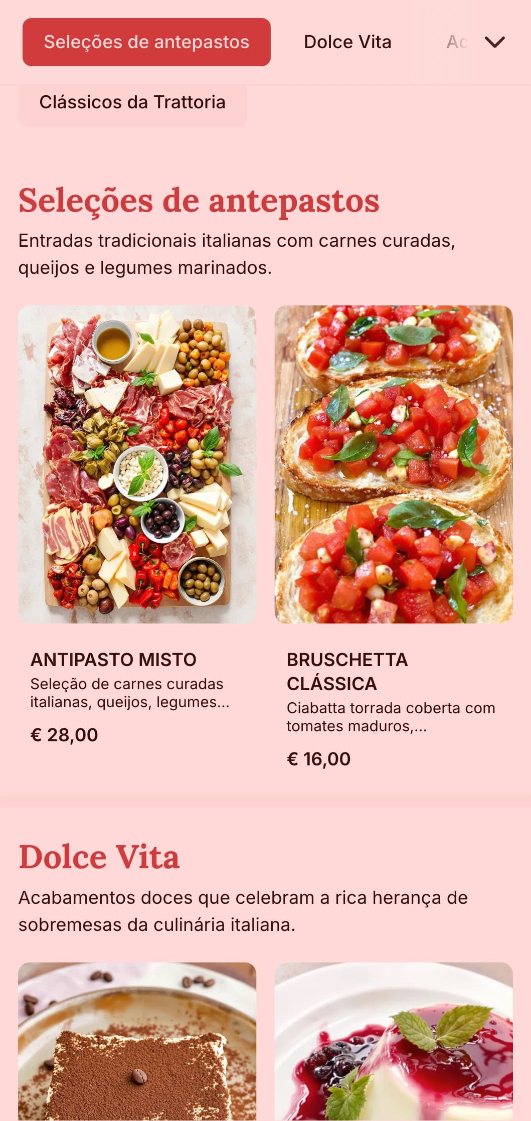 Serviço de bufê de inspiração italiana, com receitas tradicionais, serviço em estilo familiar e apresentação autêntica para reuniões e celebrações comunitárias.