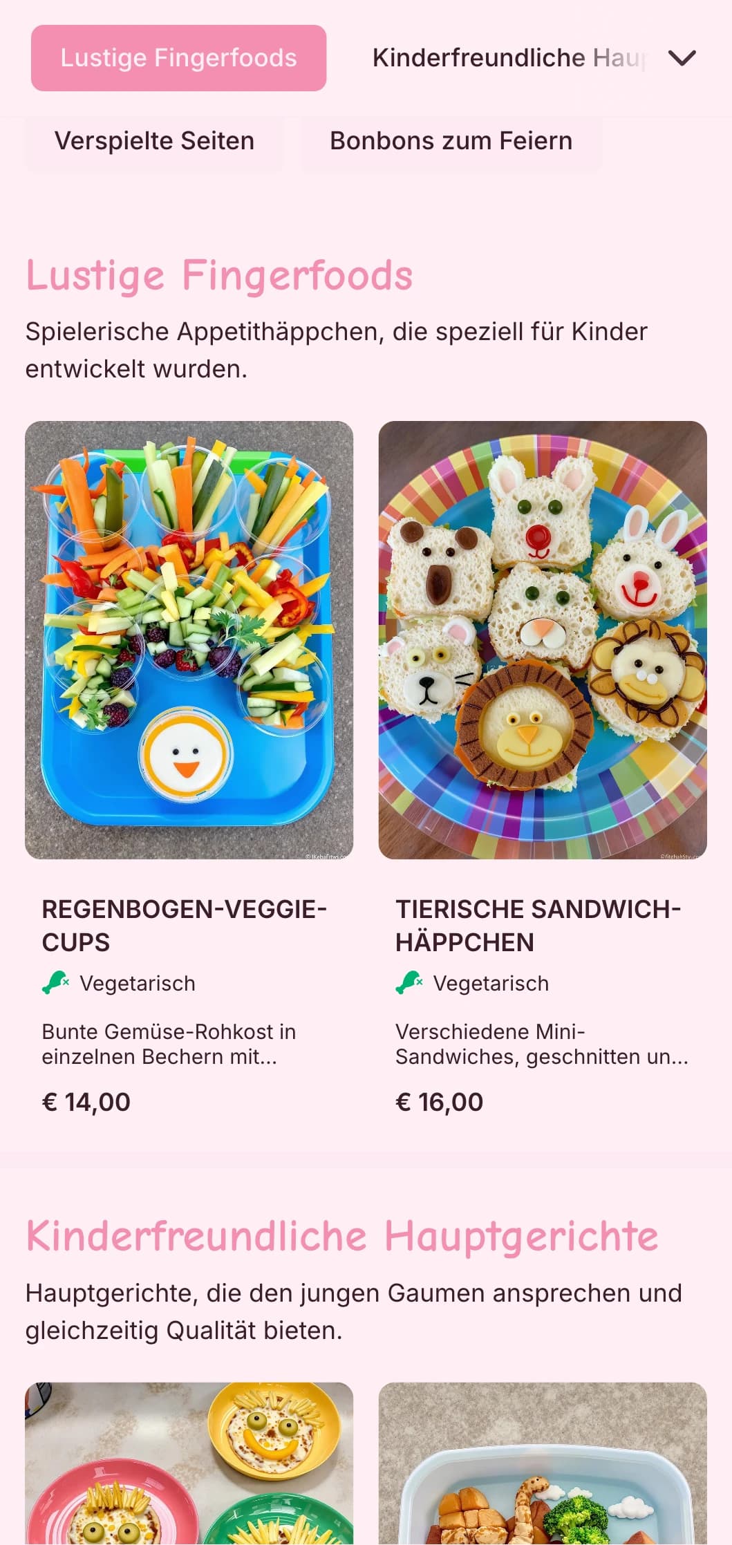 Lustiges, farbenfrohes Catering speziell für Kinderveranstaltungen mit spielerischer Präsentation, kinderfreundlichen Optionen und interaktiven Essensstationen.