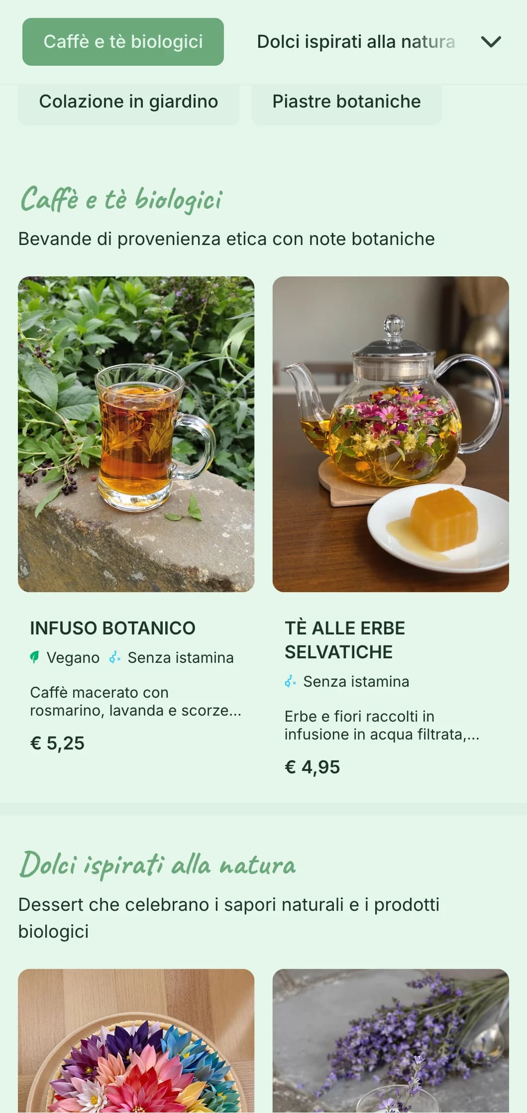 Design fresco a tema verde con elementi botanici per caffè con giardino e brunch biologici.
