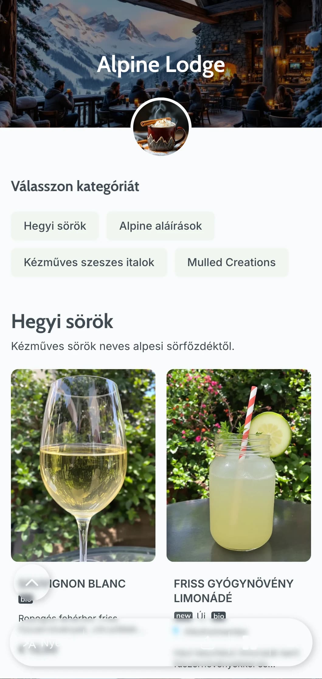 Hűvös szürkéskék dizájn, amelyet a hegyi menedékhelyeken található après-ski bárok ihlettek.